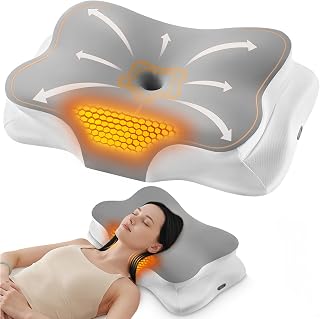 Heated Cervical Pillow for Pain Relief, Side Sleeper Pillow for Support