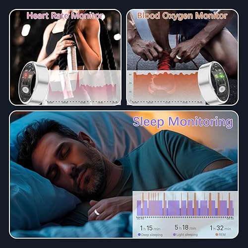Miniatura 3 de Anillos inteligentes para mujeres y hombres, anillo de fitness con frecuencia cardíaca, oxígeno en sangre, HRV, presión, rastreador de sueño,