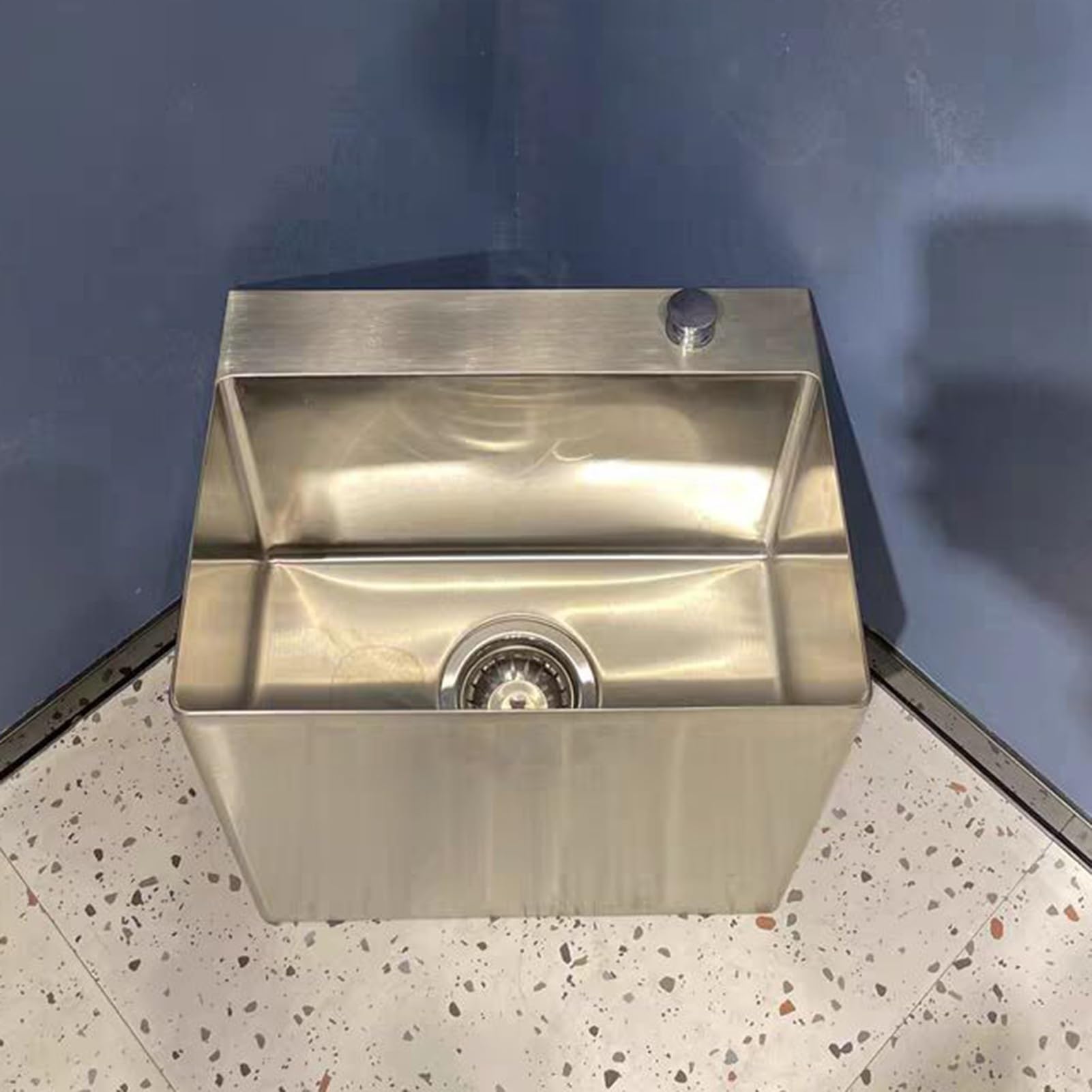 Stainless Steel Sink, Commercial Mop Sink, Wall-Mounted Utility Or Floor Mounted Mop Sink, Single Knob Drain for Outdoor Balcony Bathroom Kitchen(Silver,60x30x40cm)