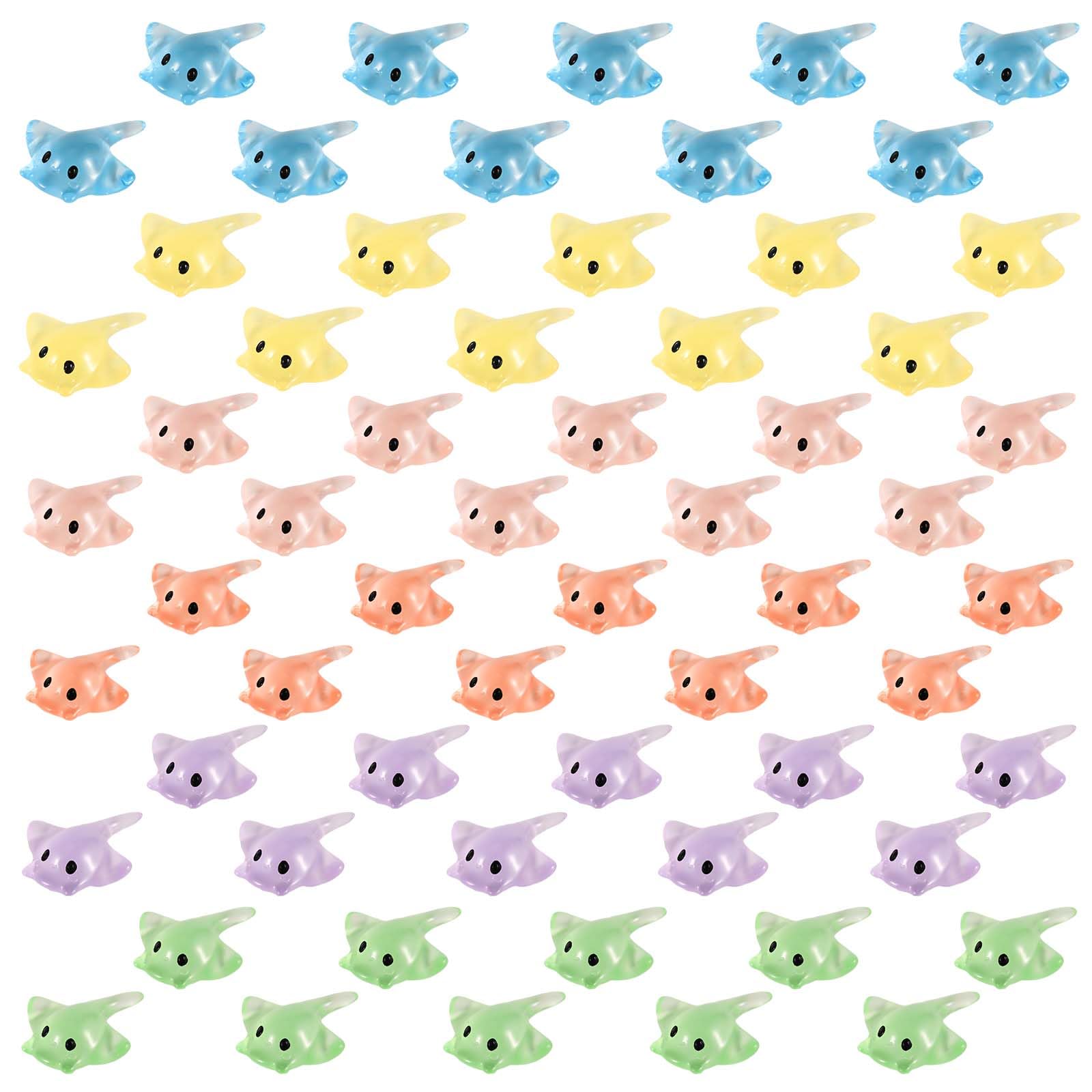 60pcs Mini Stingray Figures, 6 Colors Mini Resin Manta Ray Miniature Stingaree Tiny Sea Animal Figurines Ornament Toys for Cake Topper Dollhouse Craft Landscape Decor