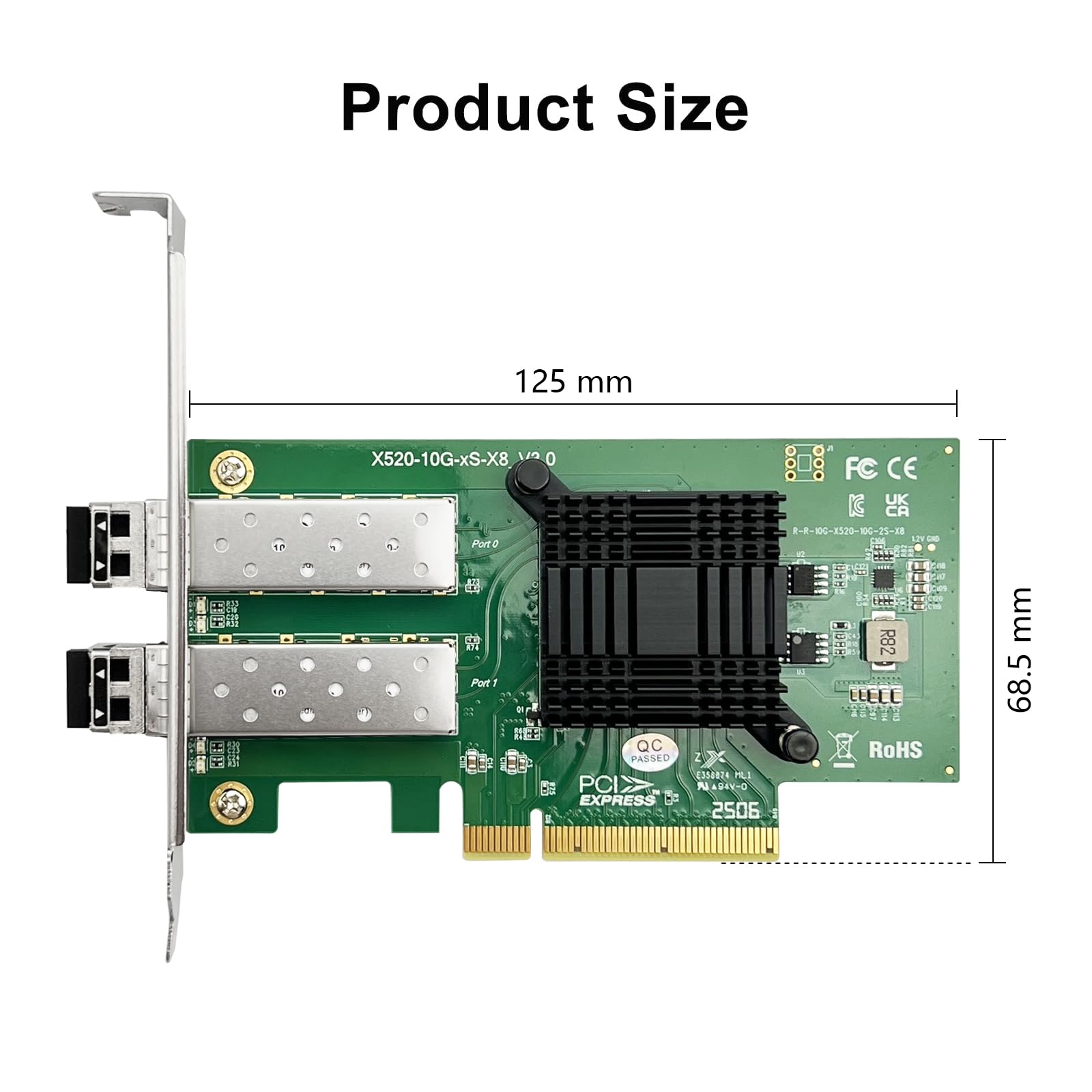 10Gtek 10Gb SFP+ Nic Network Card, Daul SFP+ Ports, Intel 82599ES Controller, Compare to Intel X520-DA2(E10G42BTDA), Packed with 2X SFP+ SR moudles (300m, MMF, 850nm)