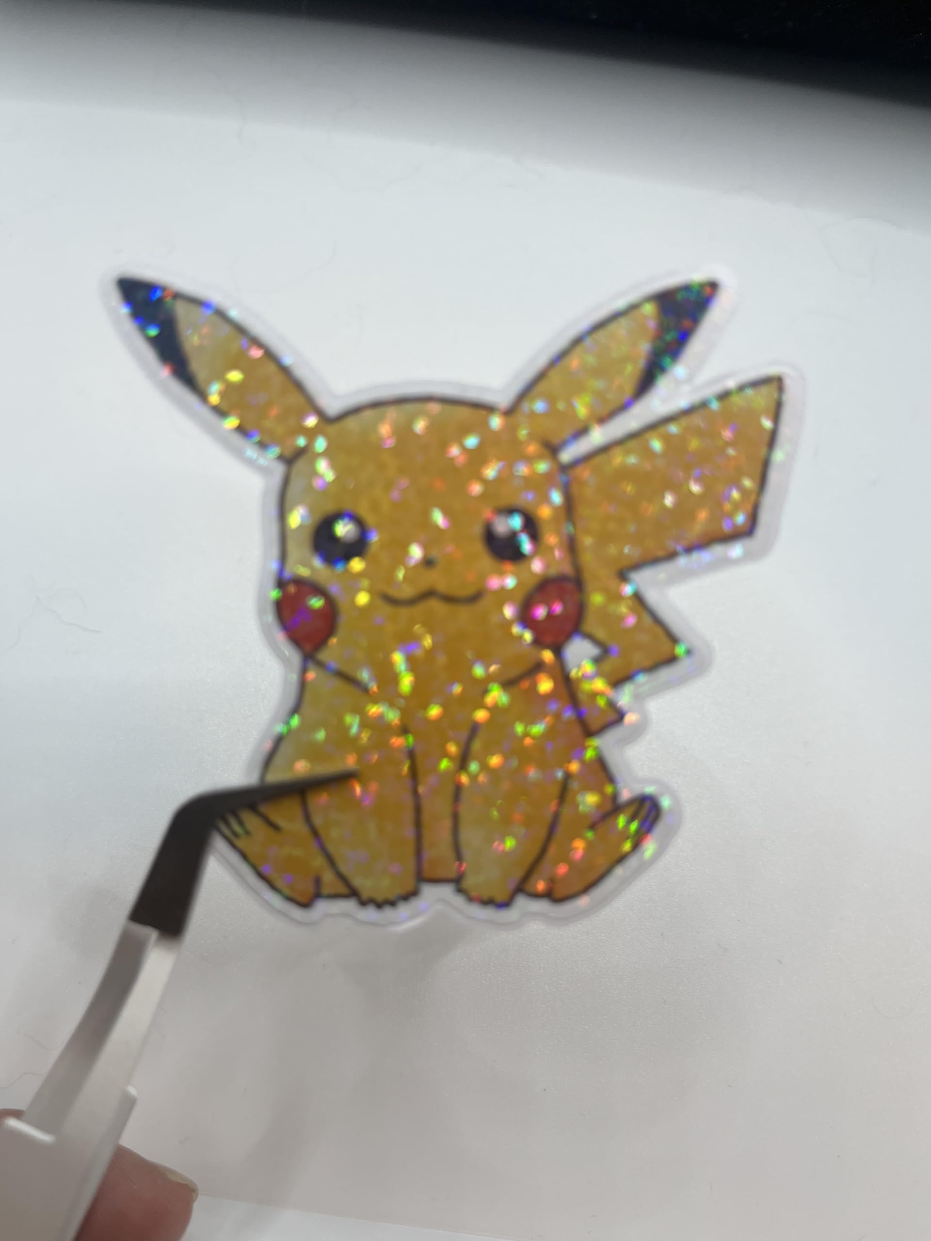 Ashley E Glidewell Pixel Art Holographic Vinyl Sticker fits Watercolor Pikachu