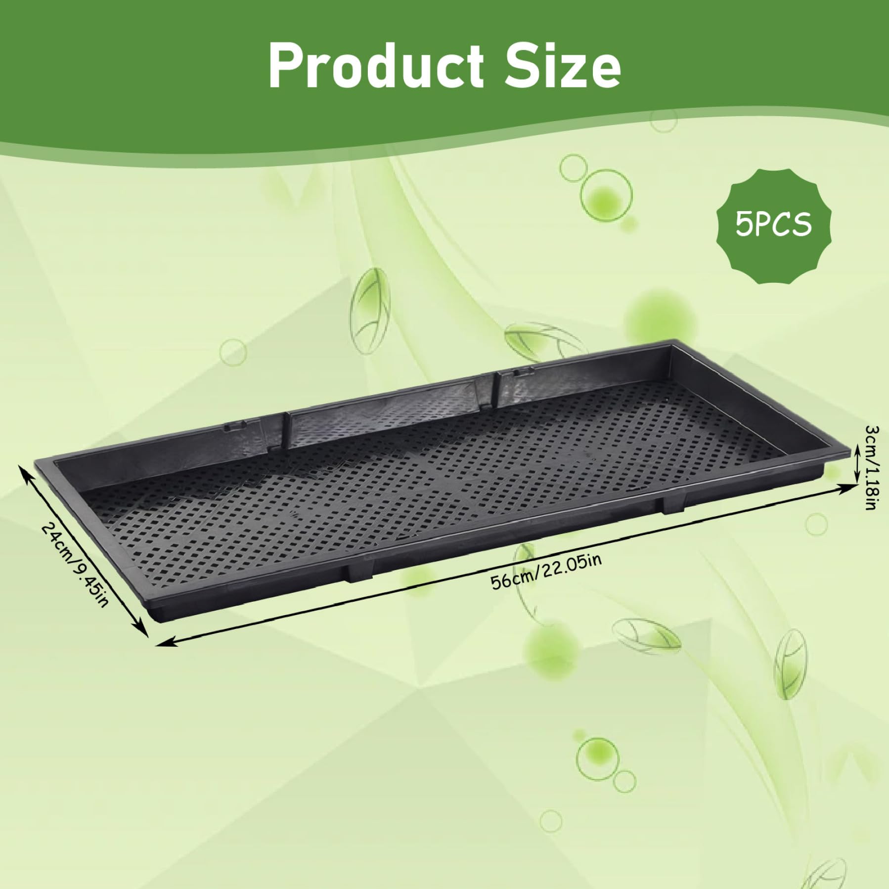 Plateau de démarrage de graines 5 pièces 22x9, 5, Plateau semis avec Fond en Maille en polypropylène, Plante réutilisable pour semis, Jardinage d'intérieur, microgreens