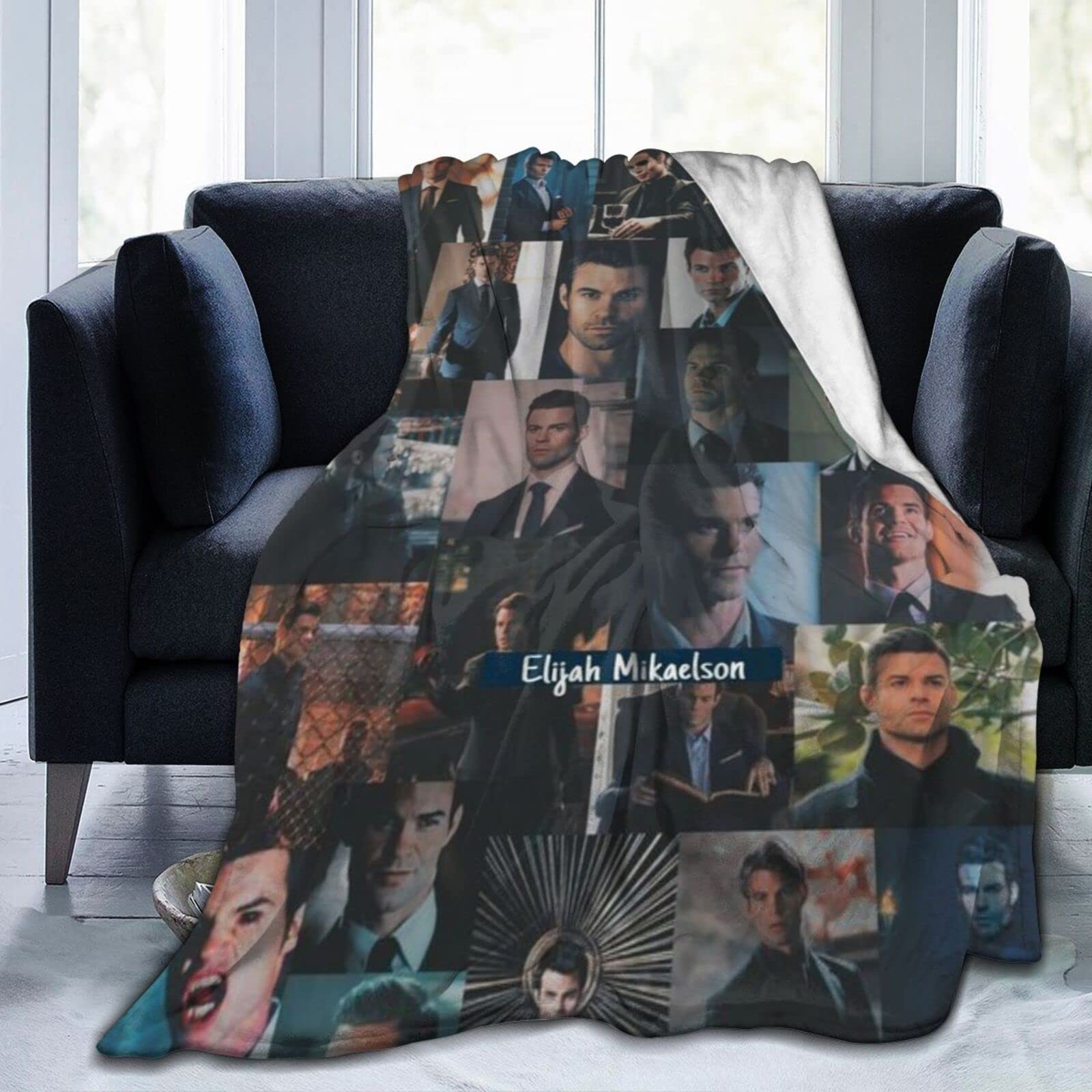 Djngn Women's Black Cozy Plush Elijah Thow Blanket Mikaelson Flannel Blanket,Bedding Warm Fleece Soft Blanket For Sofa Couch Living Room Office Car Camp Beach Blankets 80"X60"