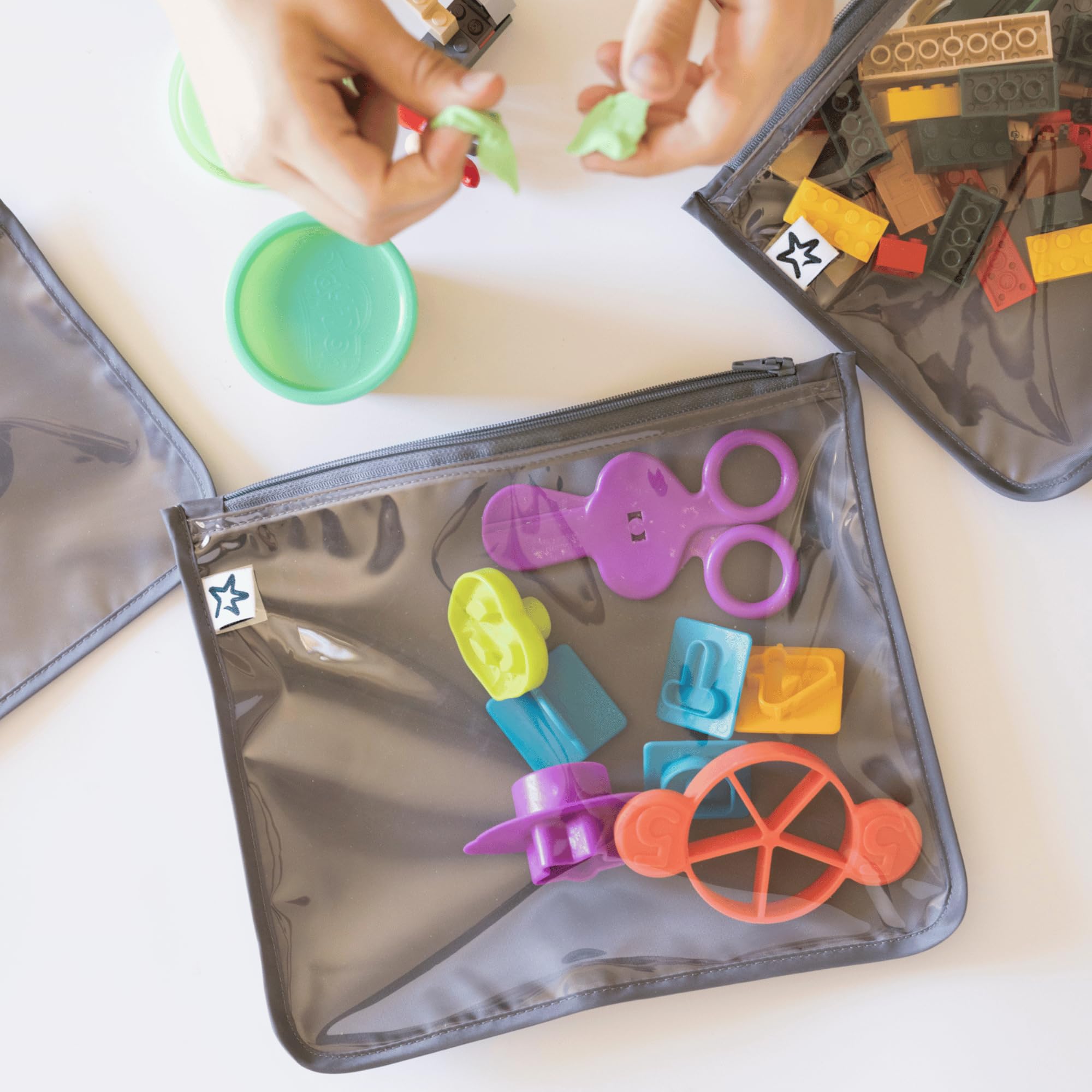 Tiny Twinkle Wickeltaschen-Organisationsbeutel | 3er-Pack auslaufsichere Reise-Organizer-Taschen mit durchsichtiger Vorderseite & TSA-zugelassenes Kulturbeutel-Set für Baby- und Mama-Essentials