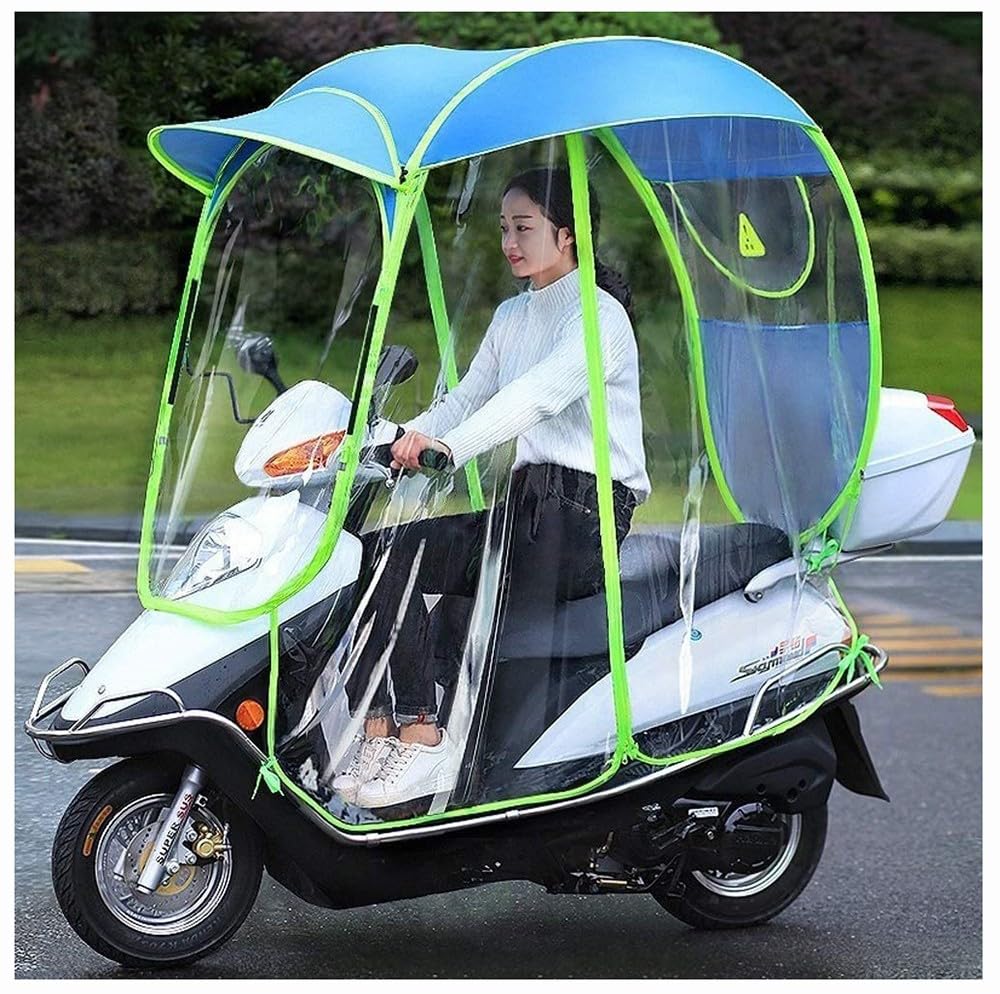 BLUEZY Universal Totalmente Cerrado Motor Scooter Paraguas Movilidad Sombrilla Cubierta de Lluvia Impermeable, Moto Scooter Parasol Protector De Lluvia B