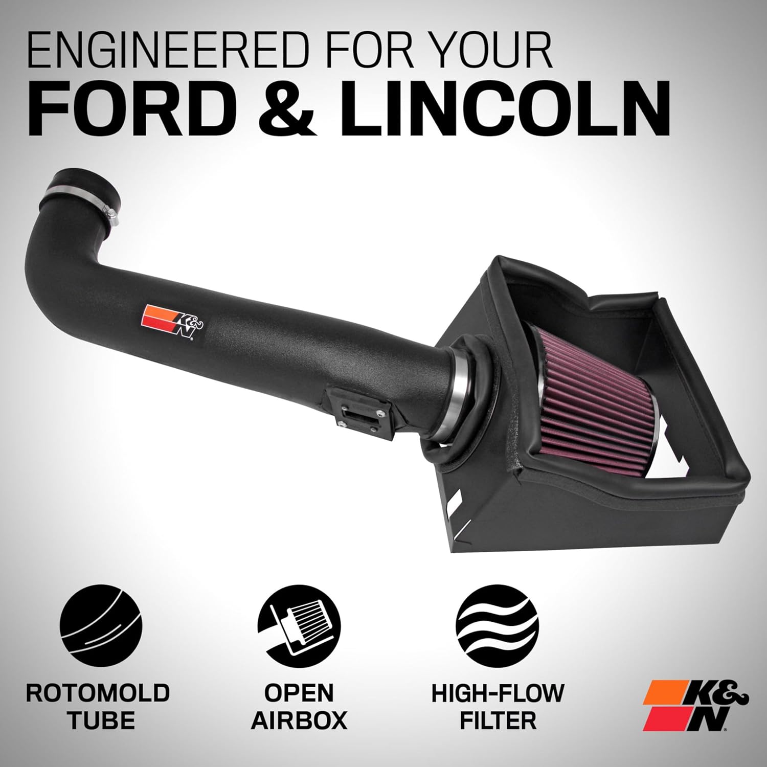 K&N Cold Air Intake System: High-Flow Air Filter, Increase Performance & Towing: Compatiable with 2007-2014 FORD/LINCOLN: Expedition, F150, F150 SVT Raptor, Navigator, 57-2575