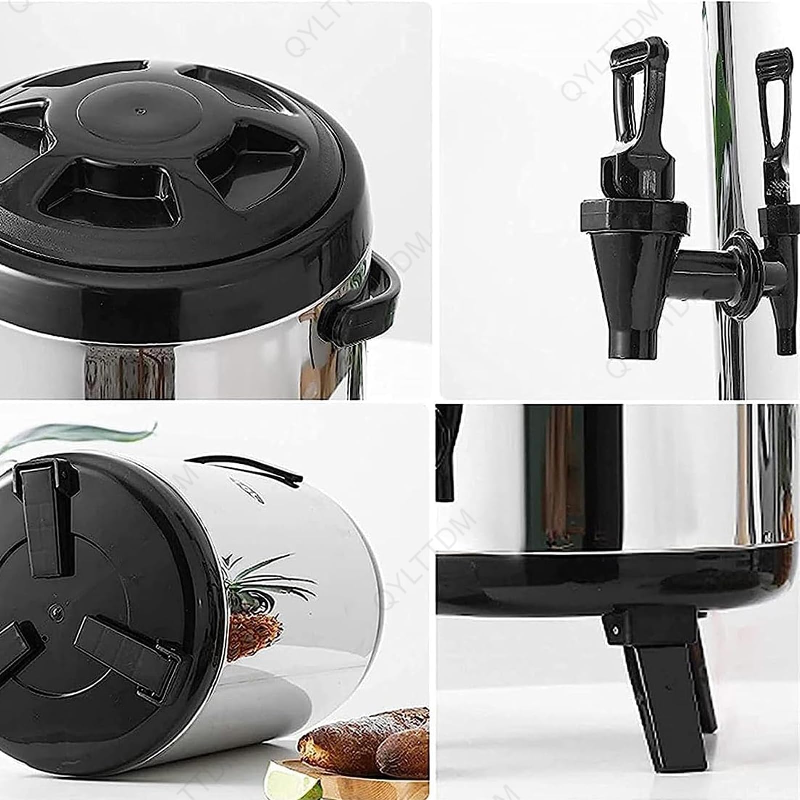 Termo de Acero Inoxidable para hostelería, dispensador de Agua Caliente Aislado de 6 a 20 litros con Grifo para Bebidas Calientes, Doble Aislamiento para un Mantenimiento óptimo de