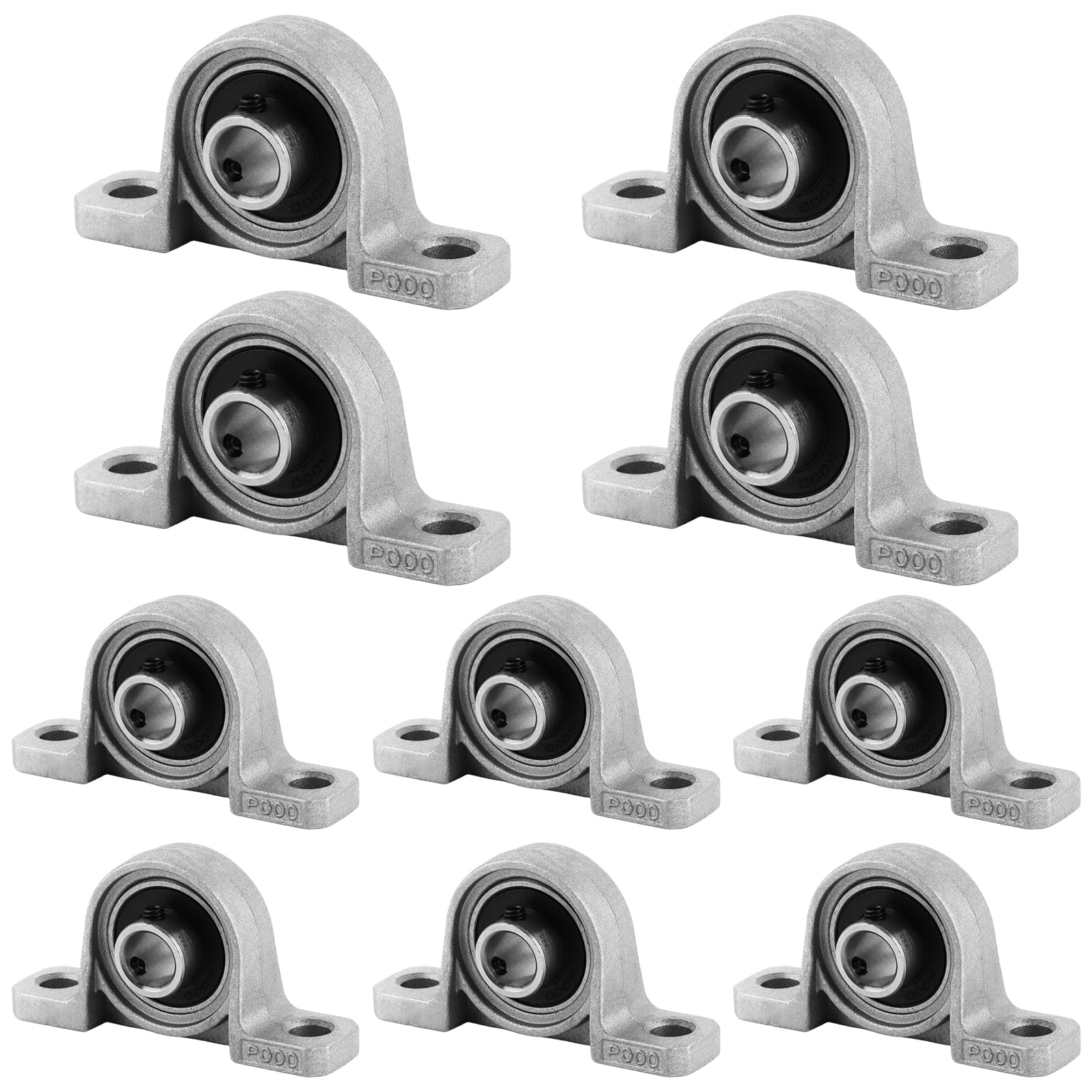MIVIDE 10 Pcs Palier Roulement 10mm en Alliage de Aluminium, Roulement de Bloc d'Oreiller, Paliers à Semelle, KP000 Palier de Roulement pour Imprimante 3d, Roue de Brouette, Machine à Rouler