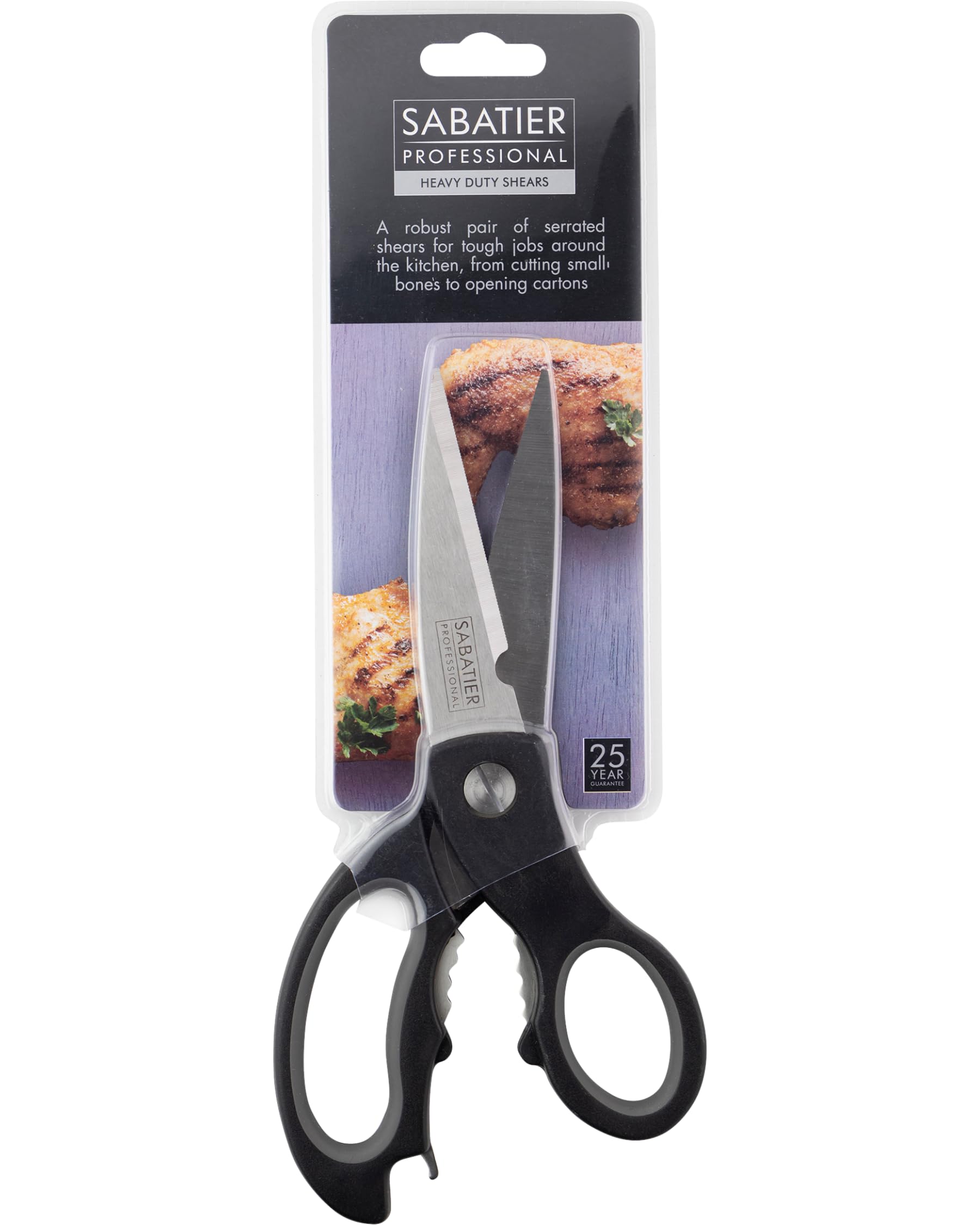 Taylors Eye Witness Black Sabatier Professional Heavy Duty Kitchen Scissors – Ultra-Sharp Stainless Steel Shears With Soft Grip Handles And Bottle & Jar Opener – Multi-Functional Tool For Cutting Meat, Herbs, Vegetable