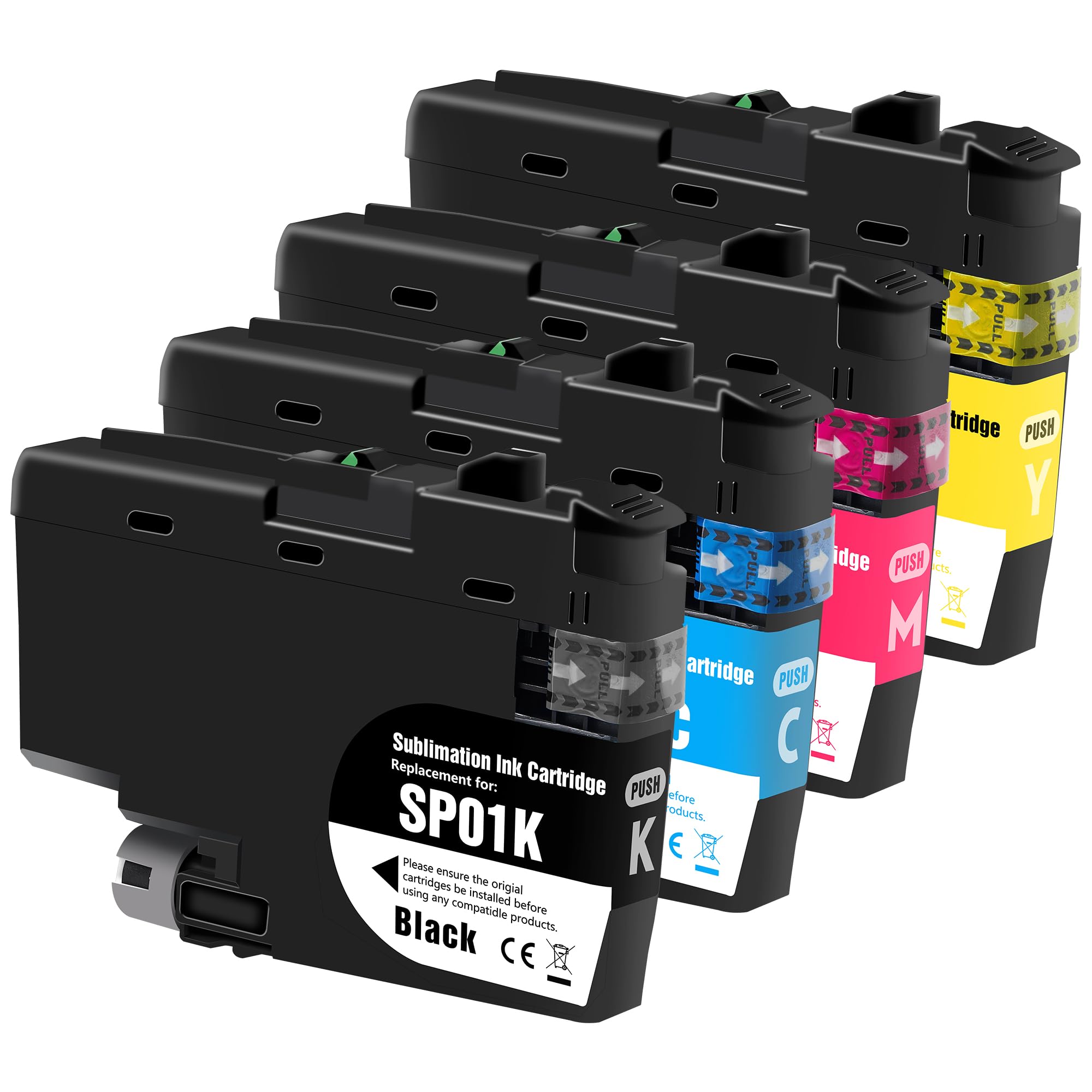 HEG SP01 Sublimation Ink Cartridge SP-1 Replacement for Thermo Sublimation SP-1 Printer Ink(4 Pack,Black, Cyan, Magenta, Yellow)