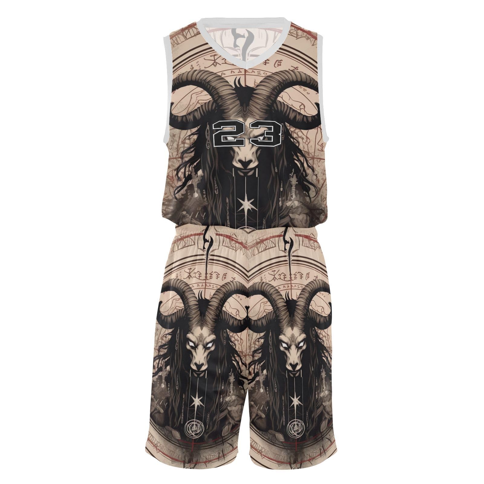 FLildon Satanic Goat Boys Basketball Jersey Set Tank Top Shorts Tracksuit Sport Training Suit for Kids, S