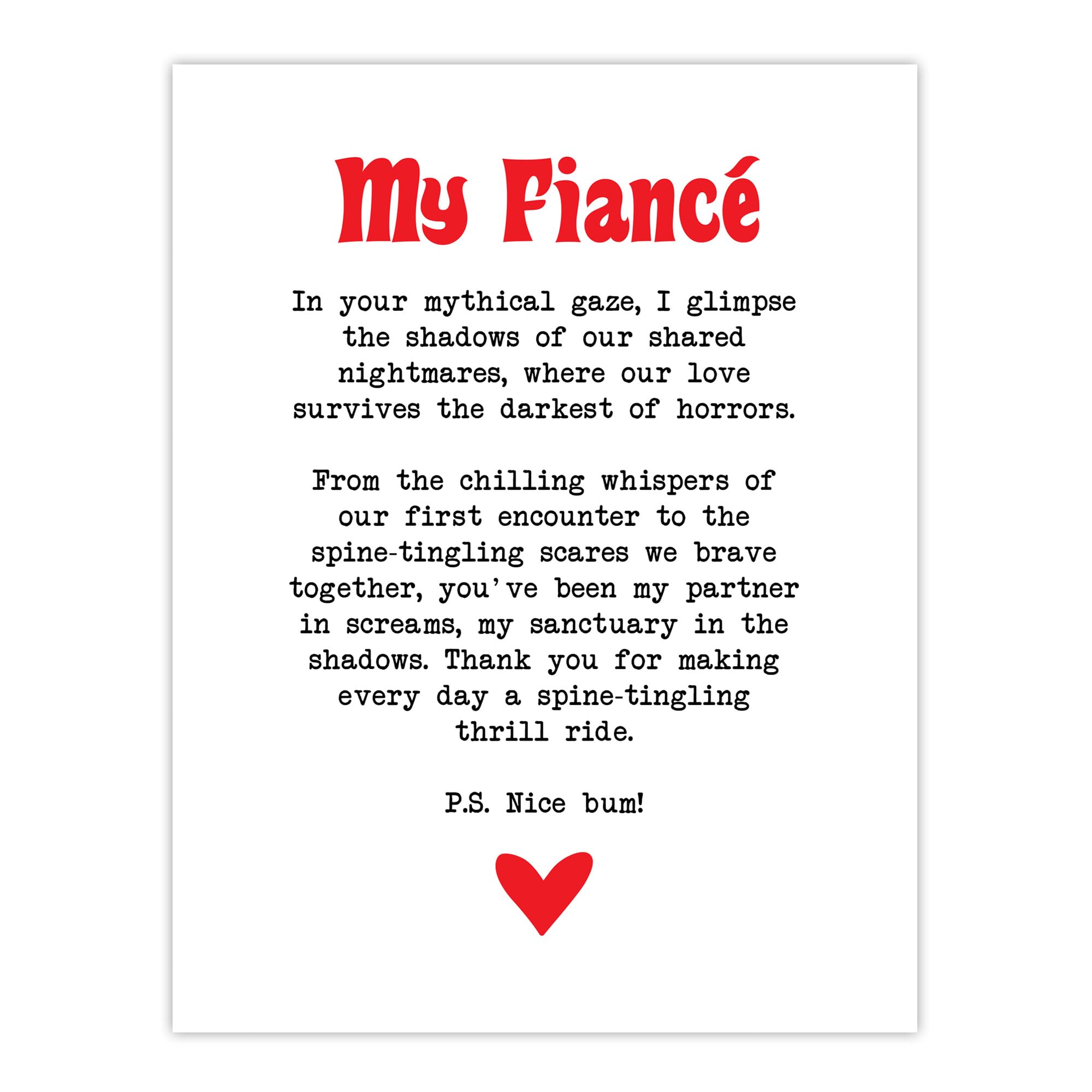 Artery8 Love Poem Horror Fan Fiancé Romantic Poetry Fun Bedroom Extra Large XL Wall Art Poster Print