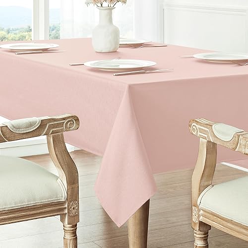 Miniatura 5 de Mantel Rectangular 60x84 Pulgadas con Textura de Lino Resistente a las Manchas y a las Arrugas, Lavable de Poliéster, Mantel Decorativo Impermeable