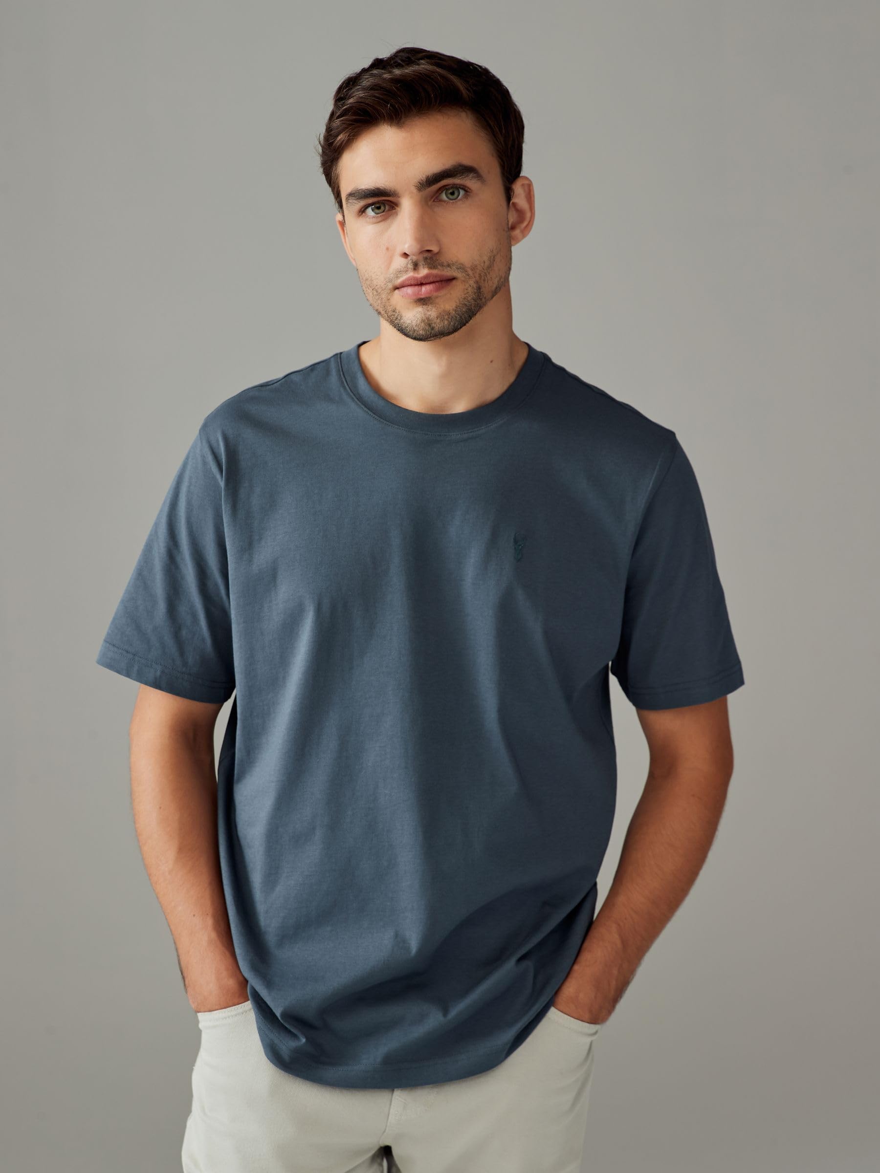 NEXT Camisetas para Hombre, Cuello Redondo, 100% Algodón, Pack de 4 Camisetas