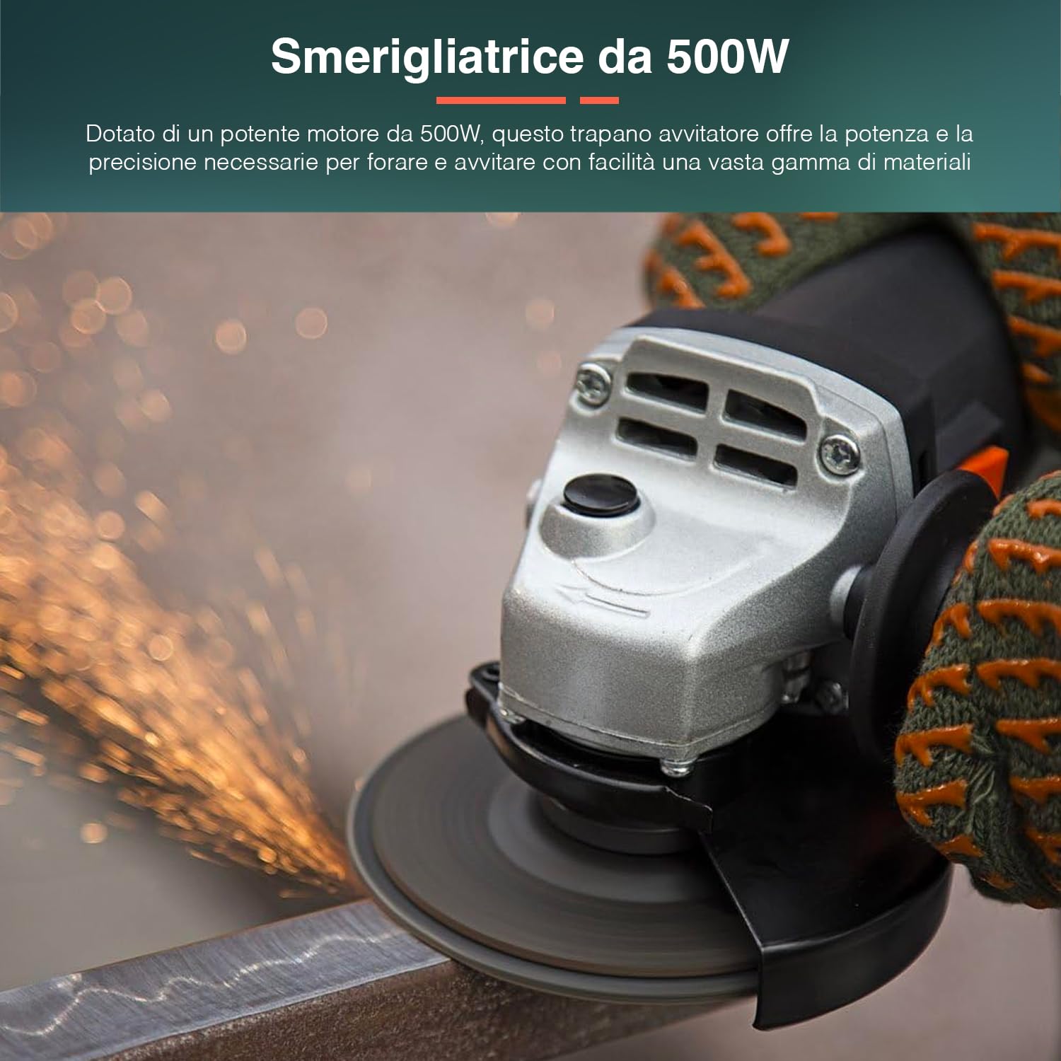 Kit Trapano Avvitatore 500W, Smerigliatrice 500W e Levigatrice 135W - Set Elettroutensili Completo con Valigetta e 50 Accessori per Lavori Fai da Te e Bricolage