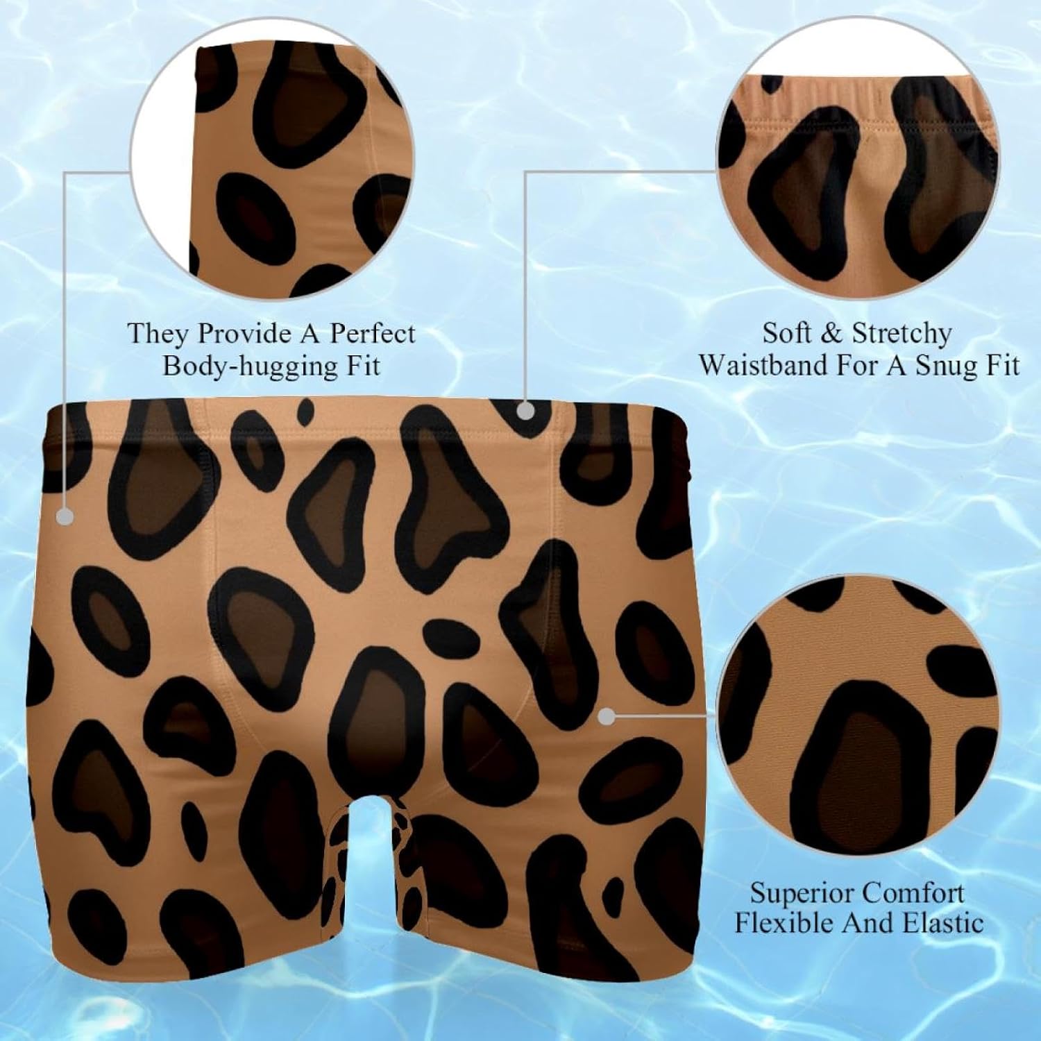 Mens Brown Block-1758 Swim Trunks Elastic Waistband Short Mens Bathing Suit, S,