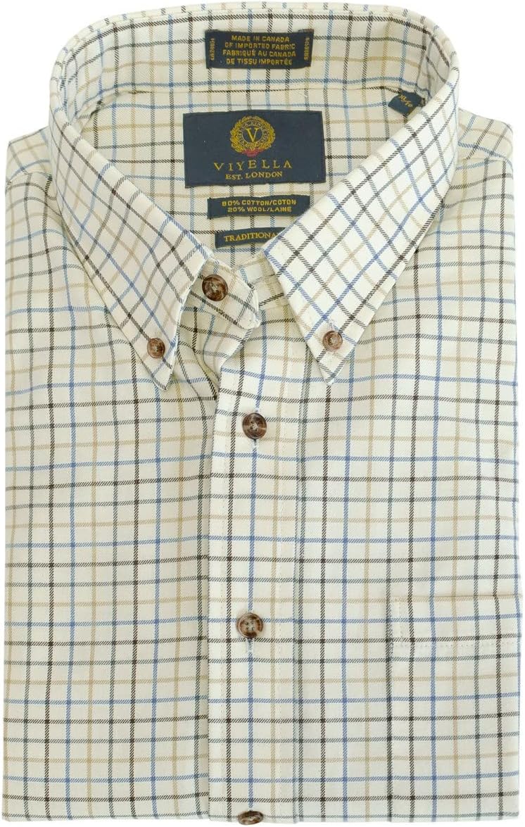 Viyella Men’s 80/20 L/S Button Down Sport Shirt, Brown (2998), Medium