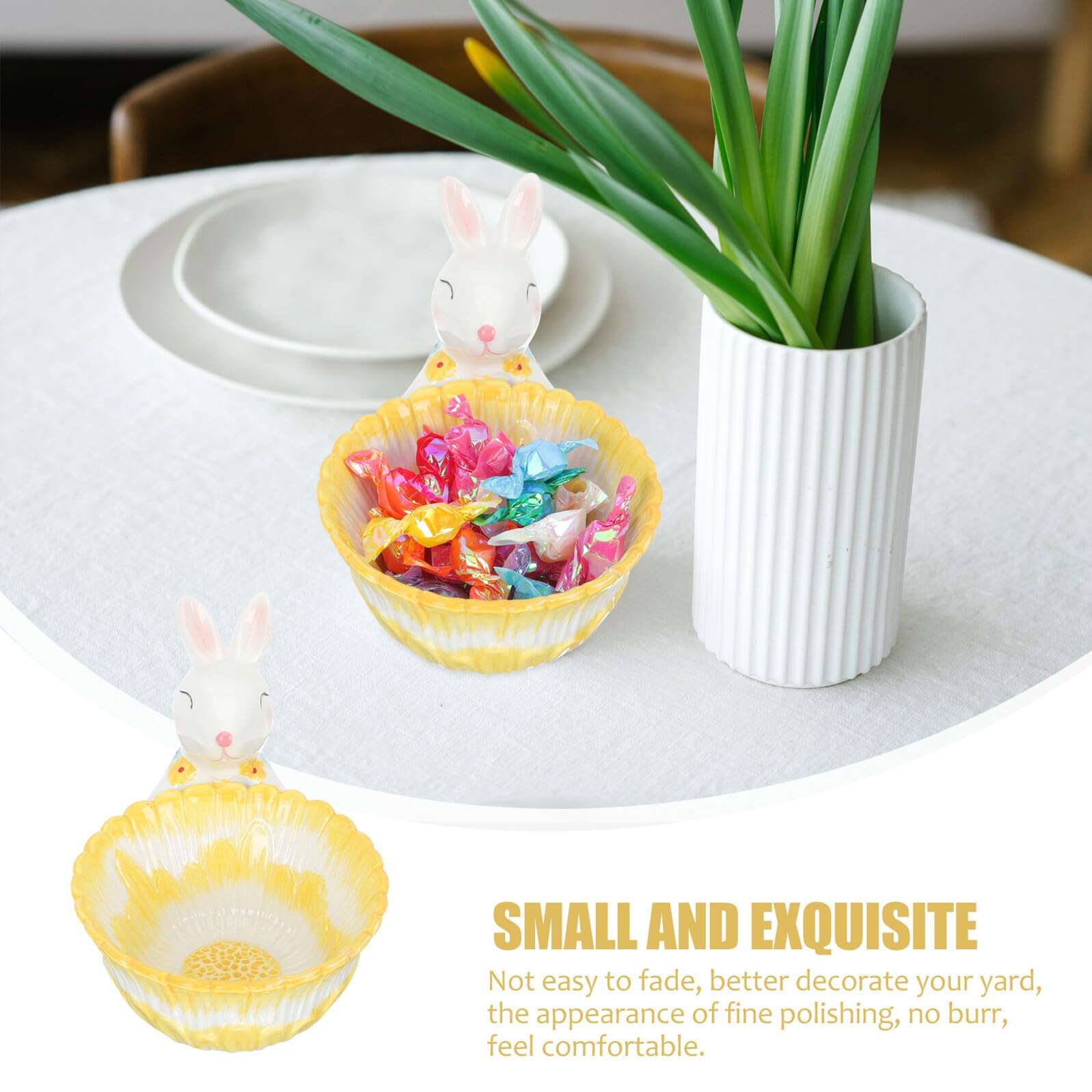 Decorazione Coniglio in Ceramica Realistica per Festa di Pasqua Sensazione Confortevole senza Sbavature, Ornamento da Tavolo per Compleanno