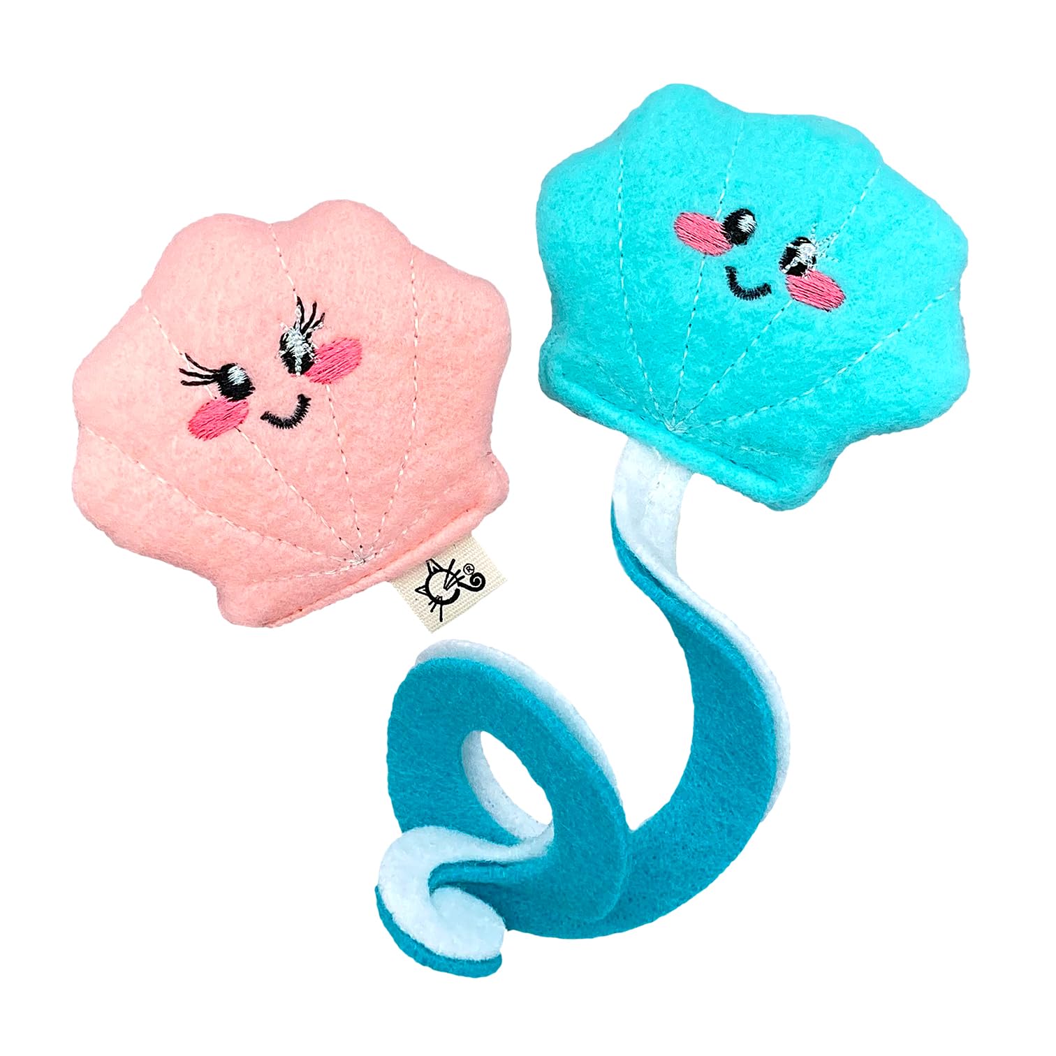 CROCHET KITTY Seashell Cuties for Cats with Crinkle & Whirly Tail (Catnip Free) - Crinkle Texture - Cats Toys & Accessories - Perfect for Kittens - Made in USA