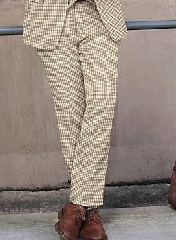 パンツ MEDI HOUNDSTOOTH STRAIGHT PANTS Houndstooth Dress Pants for Men's Classic Straight Leg