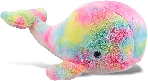 DolliBu Animal de peluche de ballena arco iris XL, juguete de peluche suave y abrazable, adorable juguete de peluche del océano para jugar, lindos