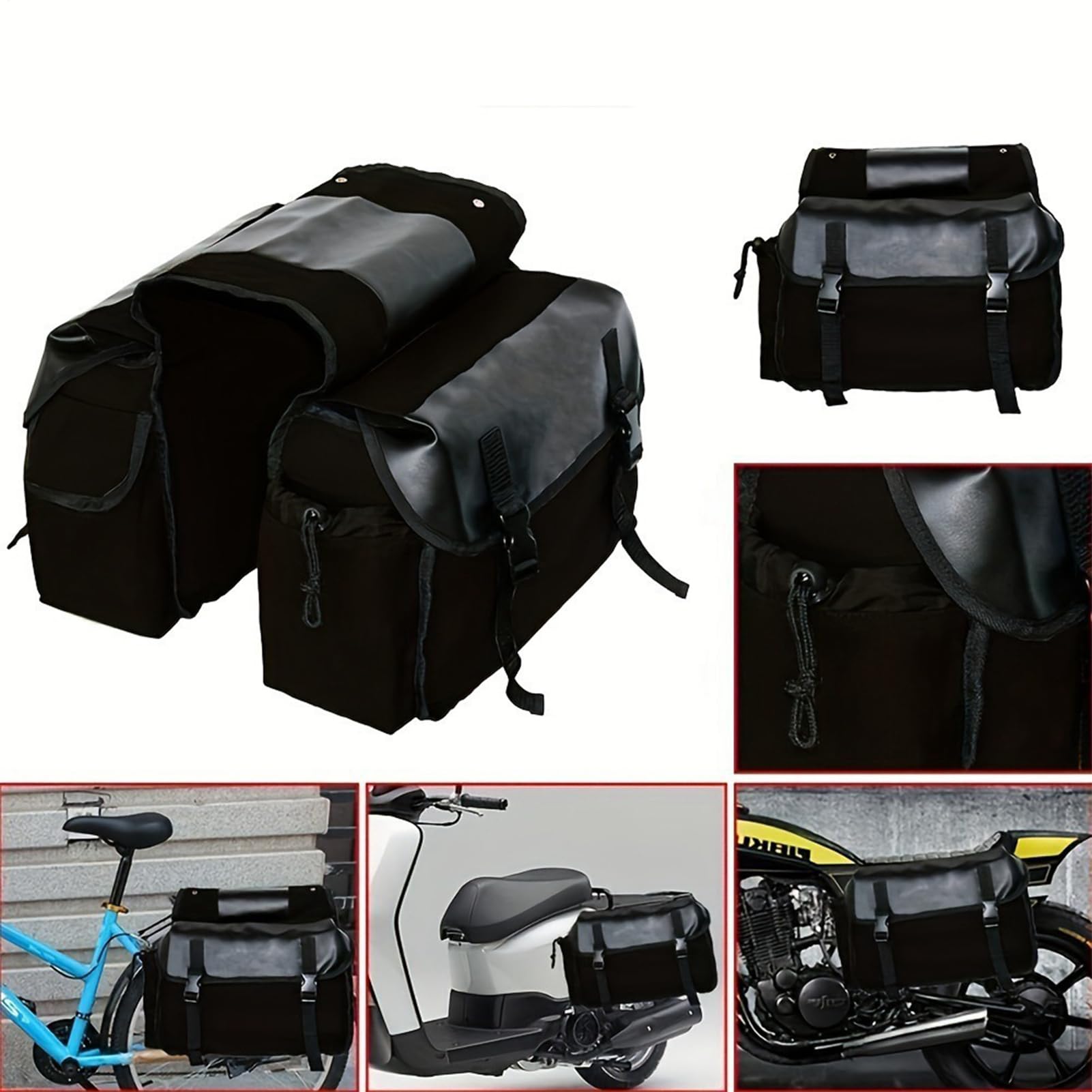 Borsa per Bici, Borsa Impermeabile in Tela - Borsa per Attrezzi da Bici, per Motocicletta, Bicicletta, Scooter, Ciclismo, Tour, Pendolarismo, Viaggi, Viaggio su Strada