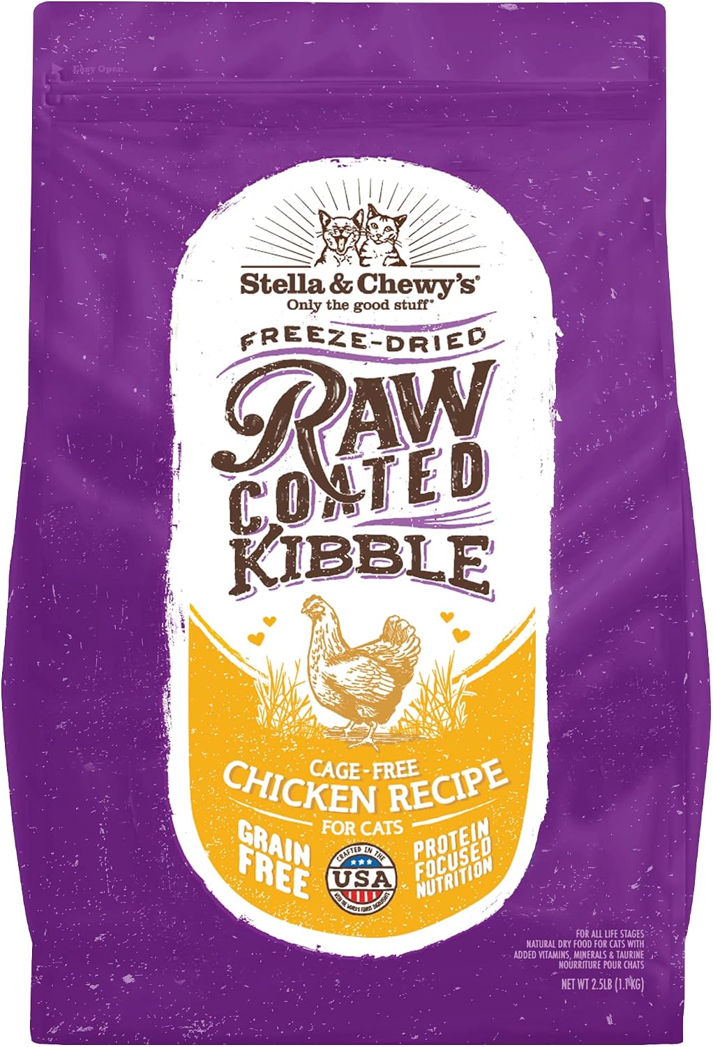 Stella & Chewy’s Raw Coated Premium Kibble Cat Food – Grain Free, Protein Rich Meals – Cage-Free Chicken Recipe – 2.5 lb. Bag