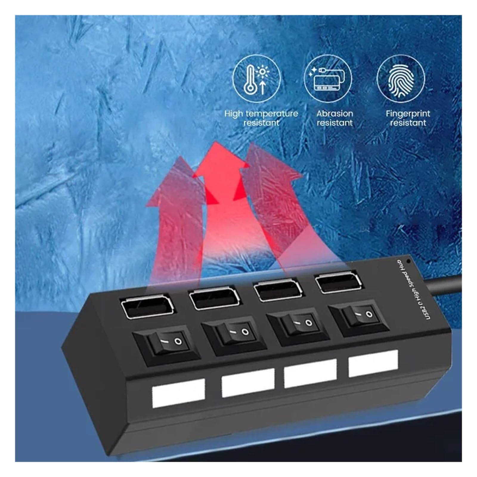 Koncentrator USB 2.0 Rozdzielacz Wielu Portów Hub Użyj Zasilacza 7-portowy Wielokrotny Ekspandera Z Przełącznikiem Kabel 30 Cm MożLiwość Szybkiego łAdowania(White)