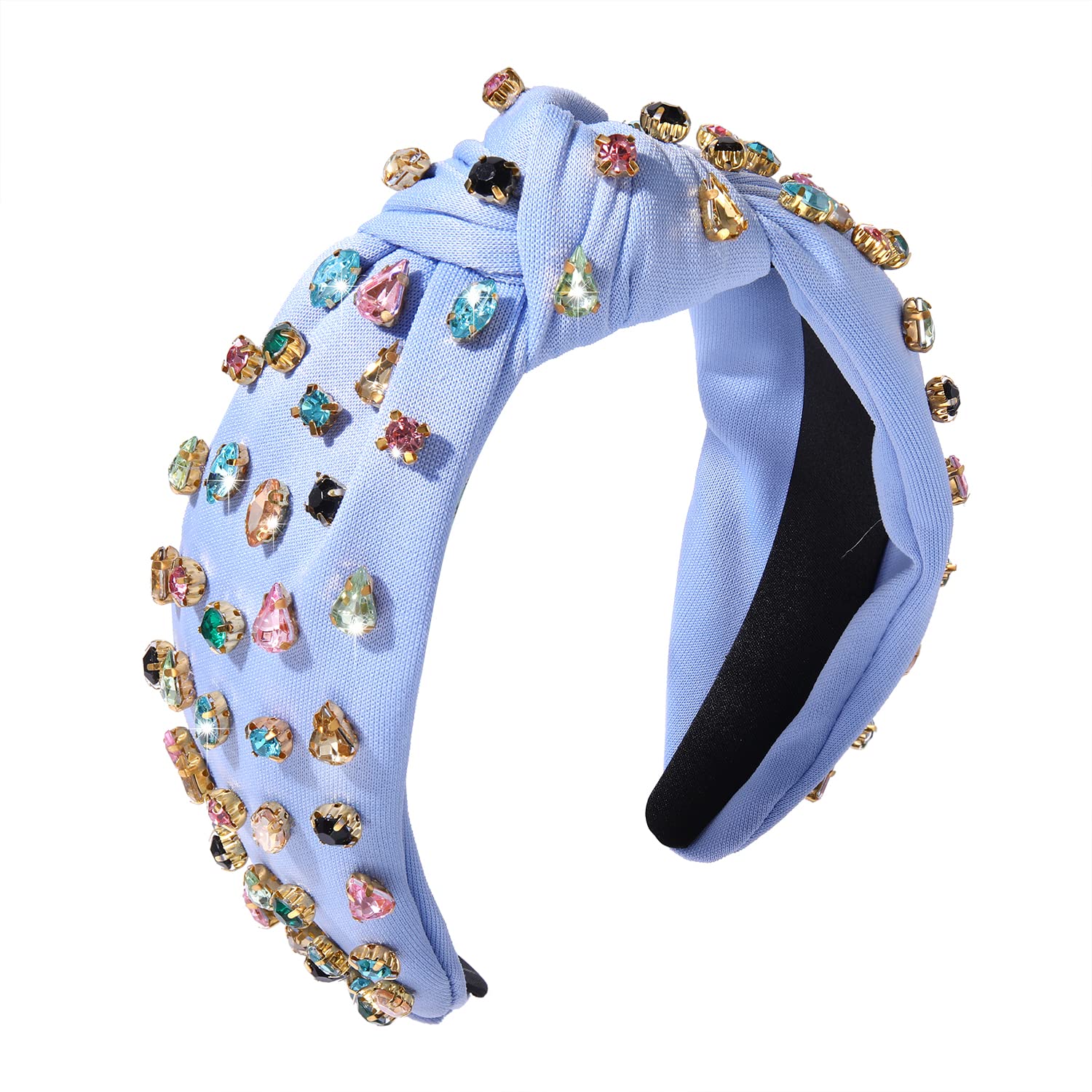 Lele Sadoughi Candy Jeweled Knotted Headband Crashing Waves Mixed Crystal Woven Knotted Headband – Chic  main image 2