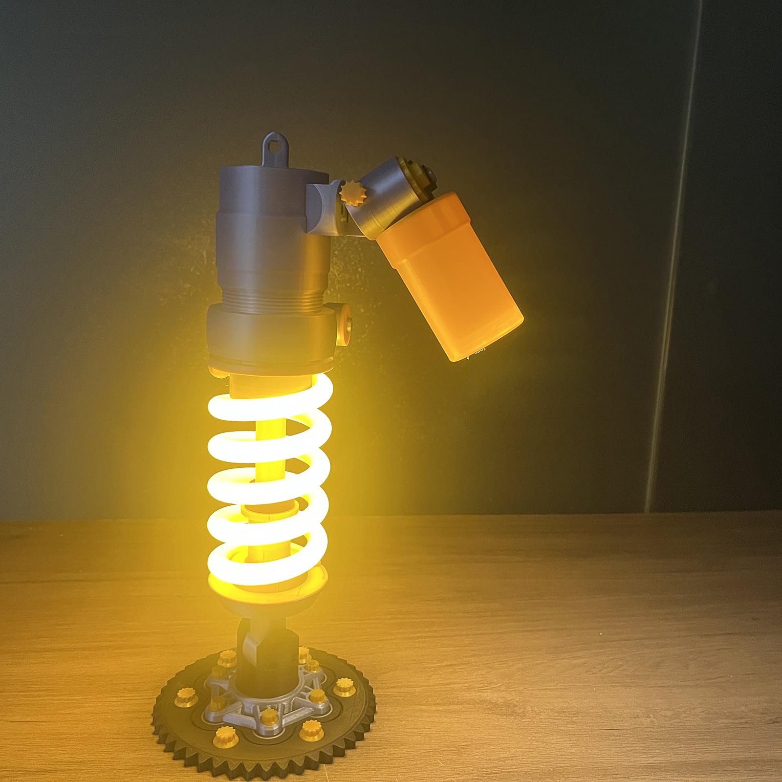 Shock Absorber Table Lamp – Industrial Style LED Night Light, Motorcycle Style Ambient Light Touch Adjustable Brightness Shock Absorption Desk Lights for Gaming Room Garage Car Lovers Gift