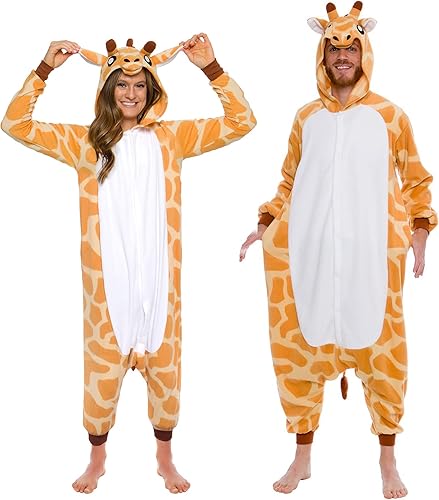 Adult Onesie Halloween Costume - Animal and Sea Creature - Plush One Piece Cosplay Suit for Adults Women and Men FUNZIEZ