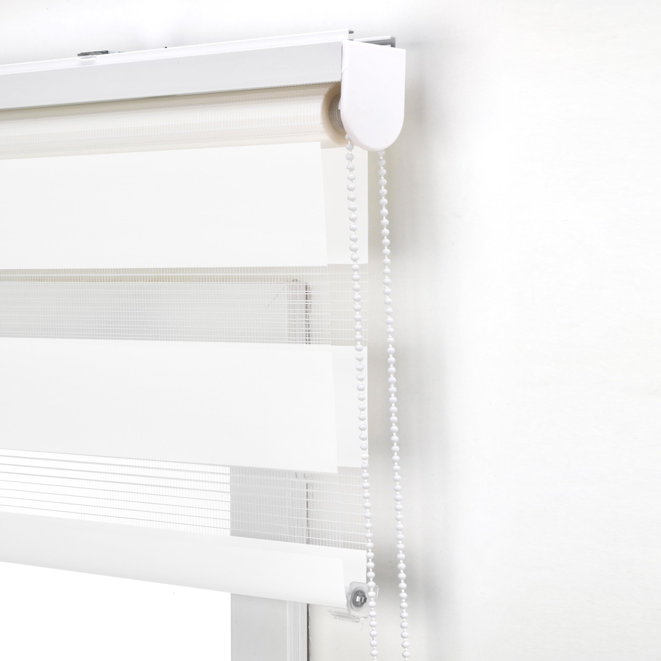 Blindecor Lira Store enrouleur nuit et jour - Blanc - 160 x 180 cm (l x h) - Dimensions du tissu 157 x 175 cm - Stores nuit et jour élégants