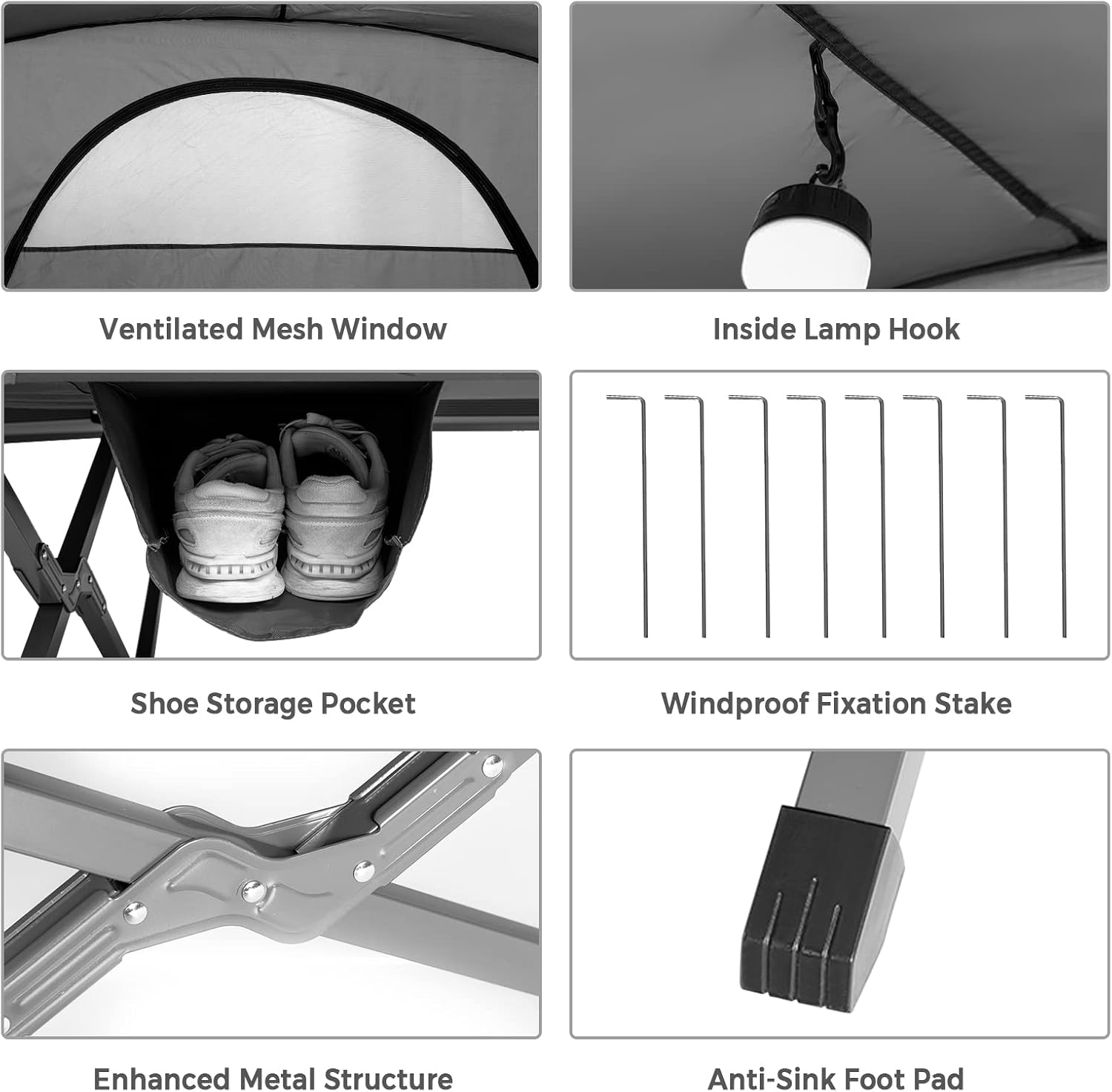 Tangkula 2-Person Tent Cot, 4-in-1 Folding Tent with Waterproof Rainfly, Self-Inflating Mattress & Roller Carrying Bag, Portable Off Ground Elevated Tent with Shoe Storage Pocket & Lamp Hook