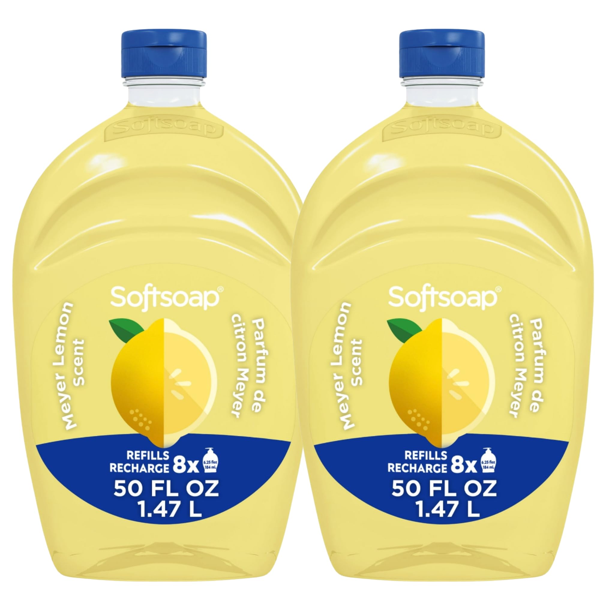 Softsoap Limited Edition Seasonal Scents | Extra Large Refill Bottles, 100 FL Oz Total, 2-50 Fl Oz Bottles for Refilling Liquid Hand Wash (Lemon)