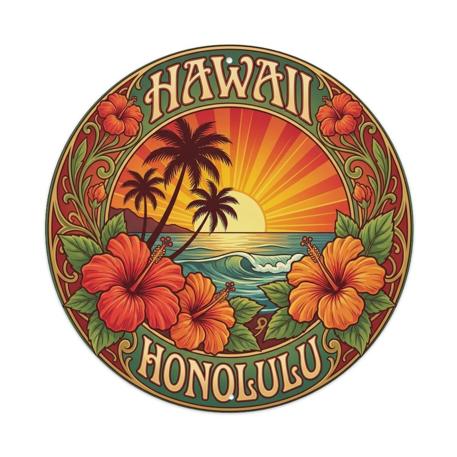 Vintage Travel Honolulu Hawaii Bliss Metal Tin Sign