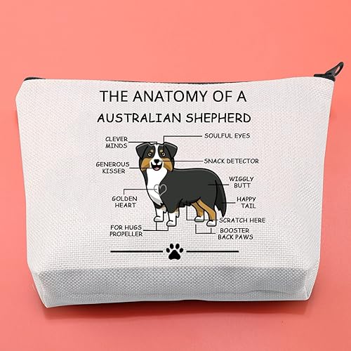 Miniatura 9 de LEVLO Divertidos regalos para amantes de los pastores australianos, la anatomía de un pastor australiano, bolsas de cosméticos para pastor