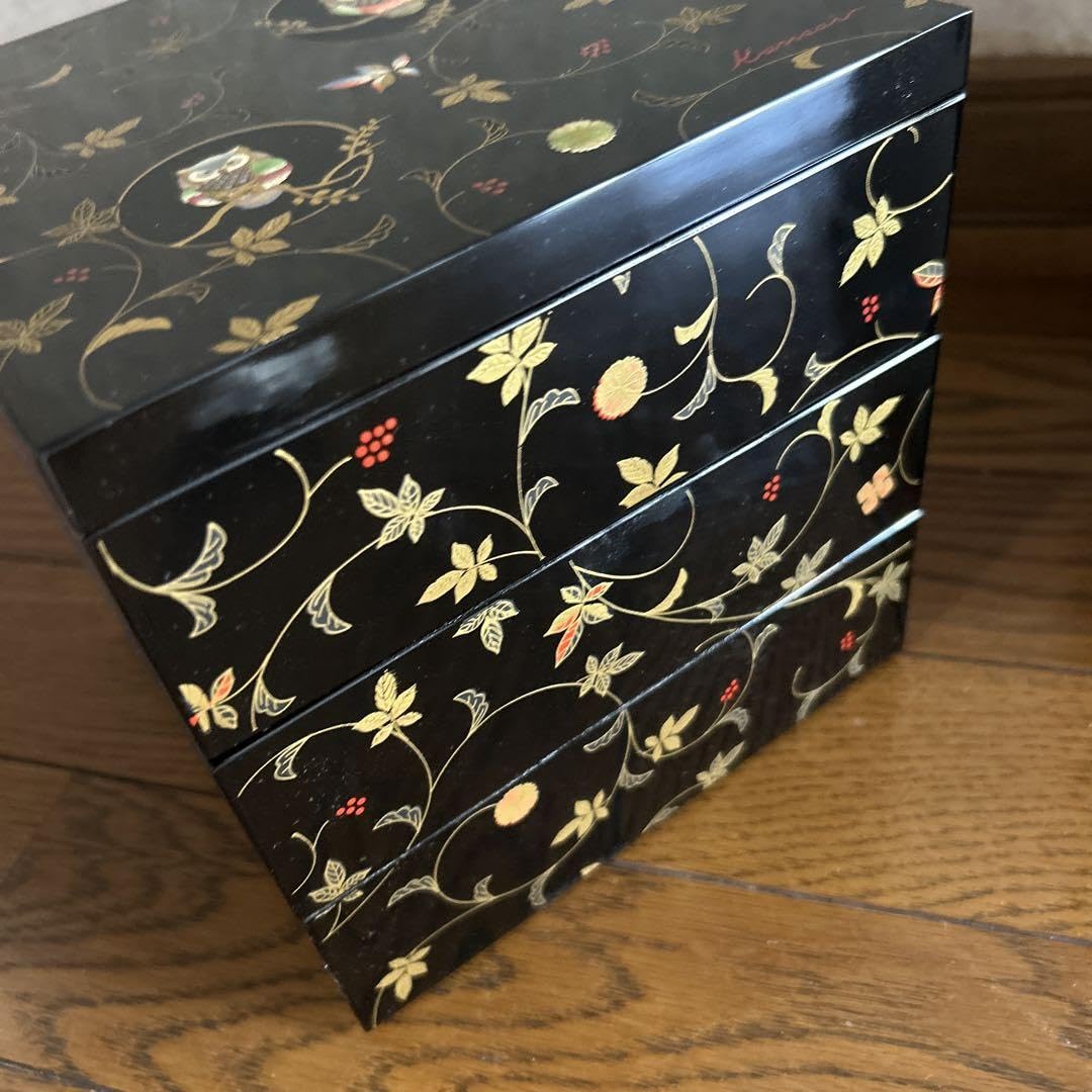 Amazon.co.jp: Kansai 漆器 重箱 フクロウ模様 山本寛斎ブランド 三段
