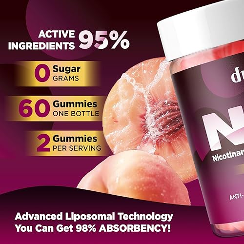 Miniatura 6 de NAD Suplemento gomitas sin azúcar, liposomal B3 nicotinamida ribósido resveratrol 900 mg para mujeres y hombres, suplemento NAD+ con quercetina y