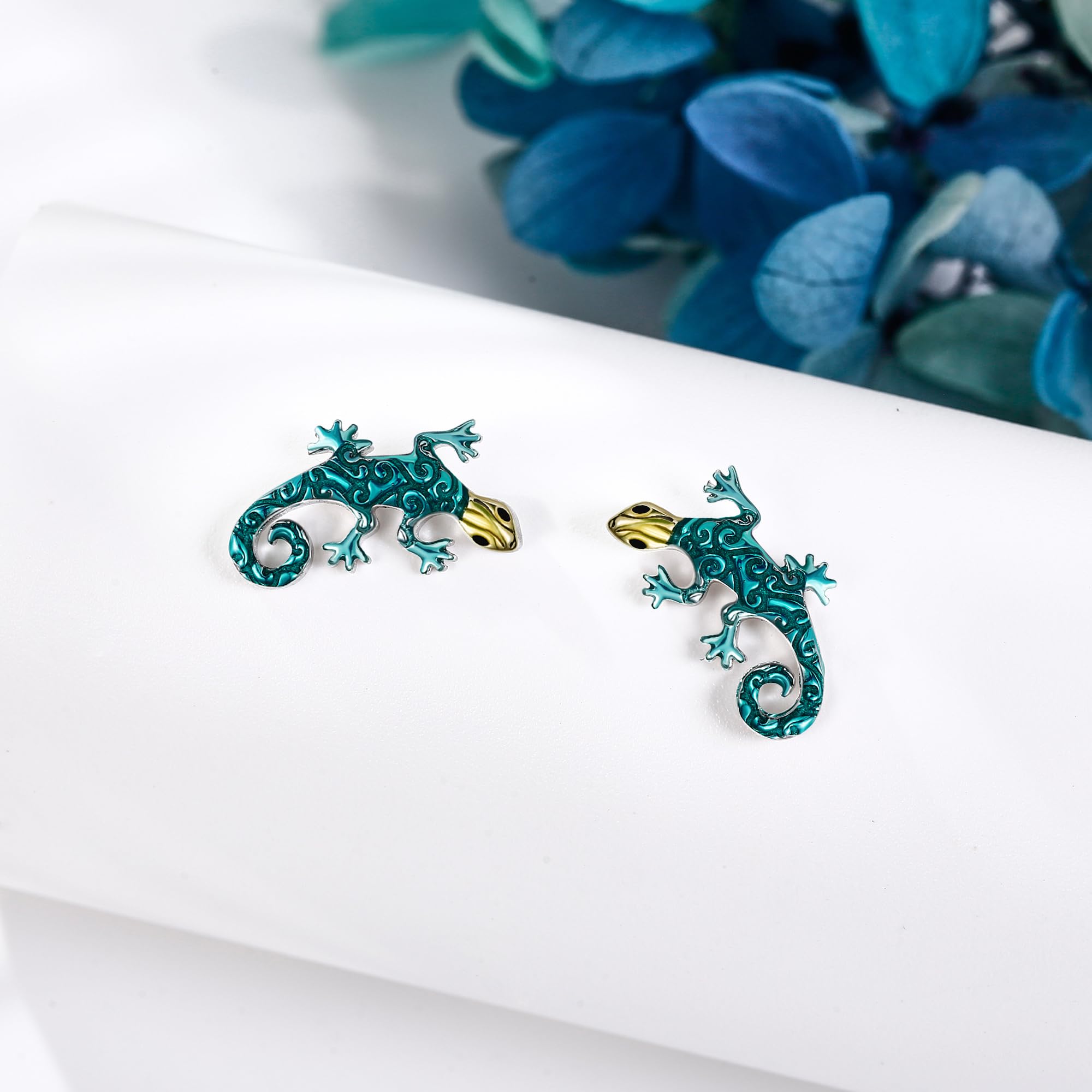 Eidechsen-Ohrringe Sterlingsilber Gecko-Ohrstecker Tierschmuck Geschenke für Frauen
