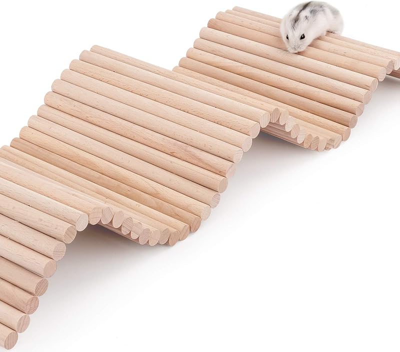 Escalera de escalada de hámster Niteangel Puente colgante de madera para conejillos de indias Ratas Erizo Jerbos Ratón Planeador de azúcar y otros animales pequeños (grande)