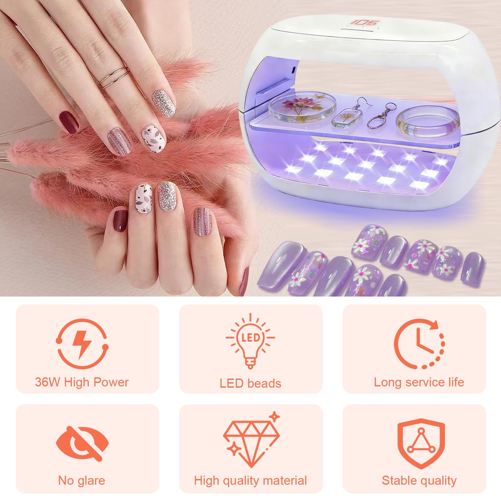 Lampe à Résines UV Double Face Lumière,36 W Lampe à Résine UV à Durcissement Rapide pour le Durcissement de la Résine,Avec affichage LED pour le Bricolage,Résines,Fabrication de Bijoux