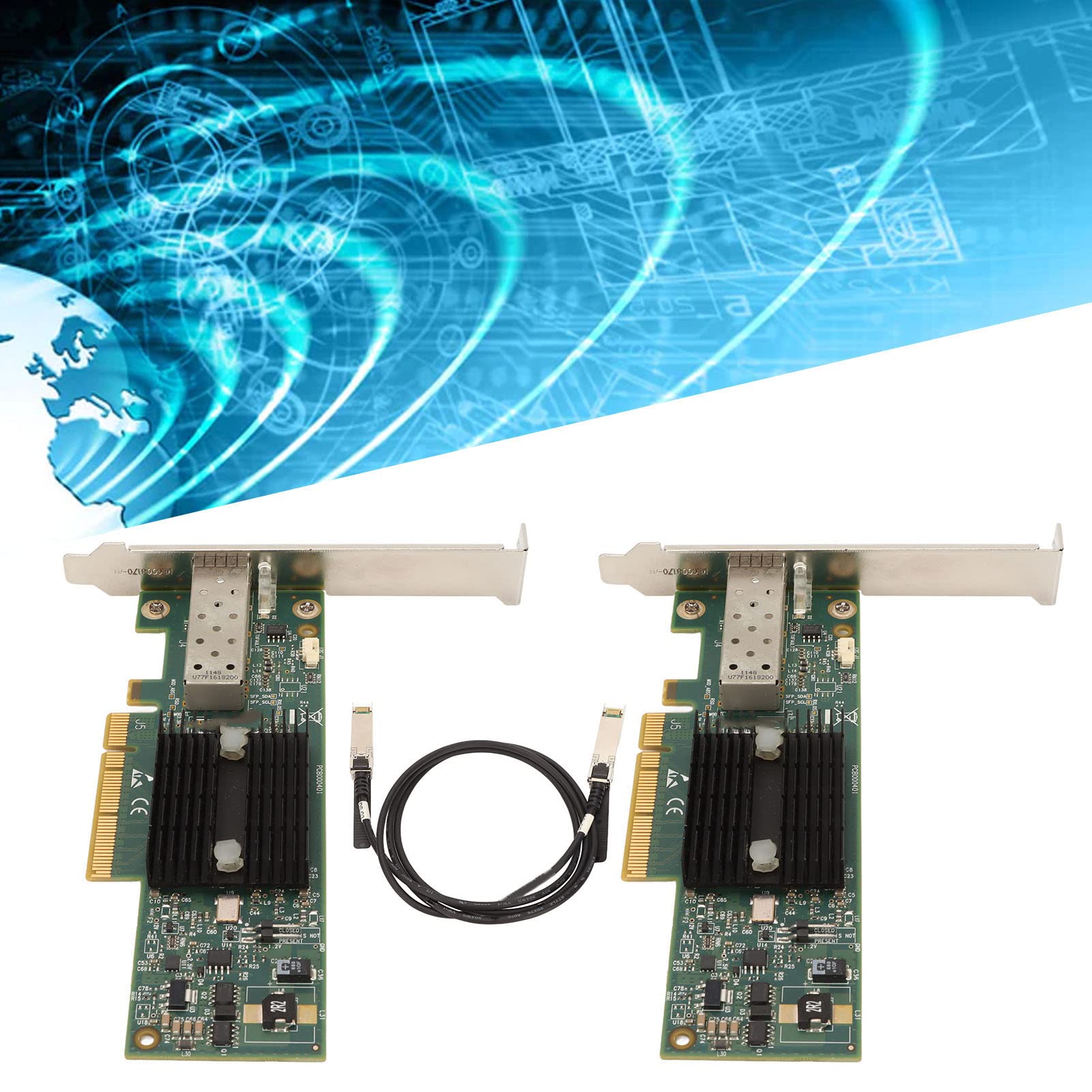 Cryfokt Scheda di Rete PCIE SFP+ Ad Alta velocità da 10 Gb con Cavo di Conversione da 1,0 M per PC, Supporta la Replica di più PC, Realizzata in Resistente Materiale PCB