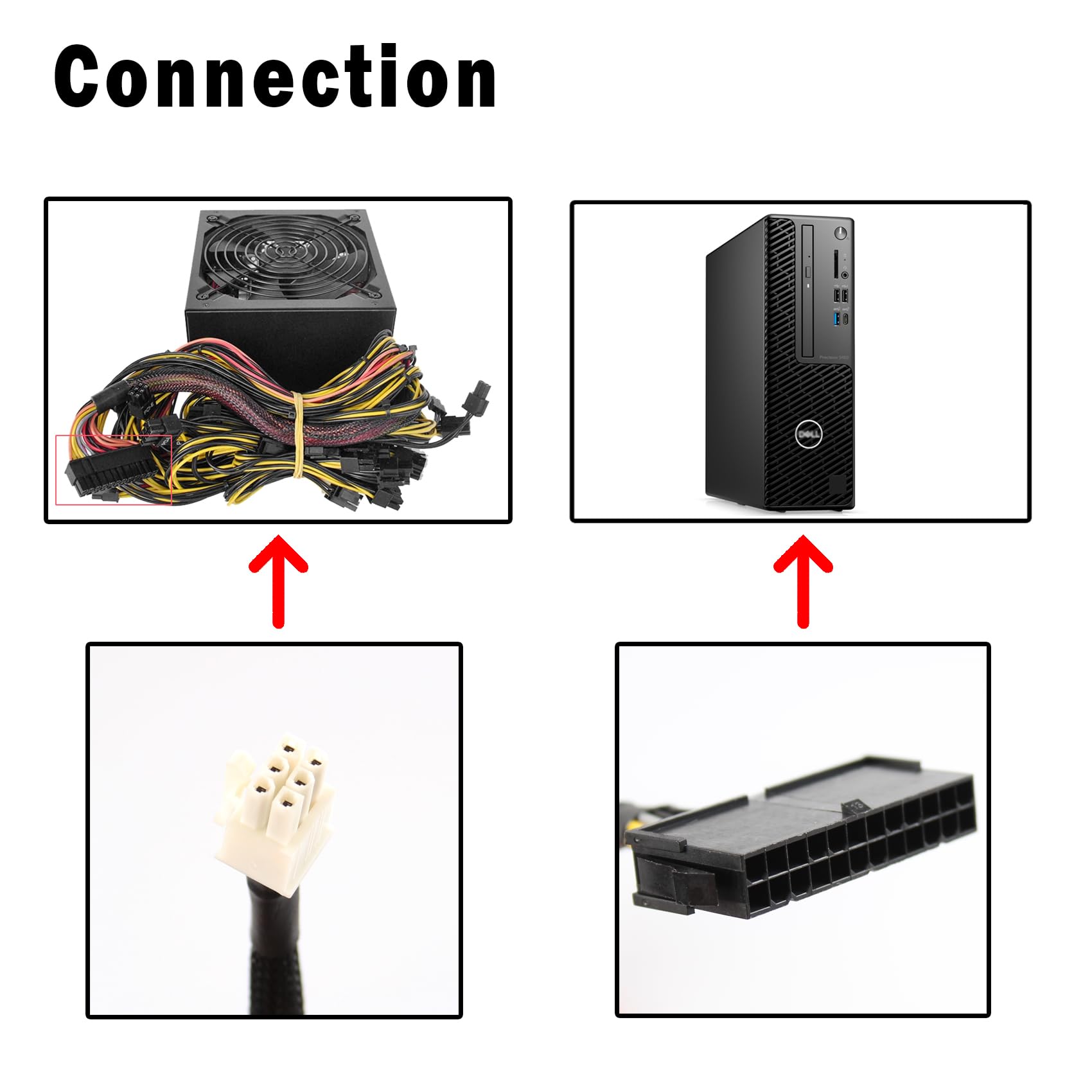 GBAuto 24 Pin to 6 Pin ATX PSU Power Adapter Cable for Dell Motherboard with 6 Pin Port for DELL 3650 3040 7040, 13.3-inch(34CM)