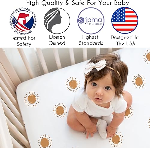 Miniatura 3 de Sweet Jojo Designs Rainbow Vintage Boho Sun Boy Girl Género Neutral Unisex Bebé Bebé Juego de Sábanas Ajustables para Bebé Recién Nacido, Cuarto de