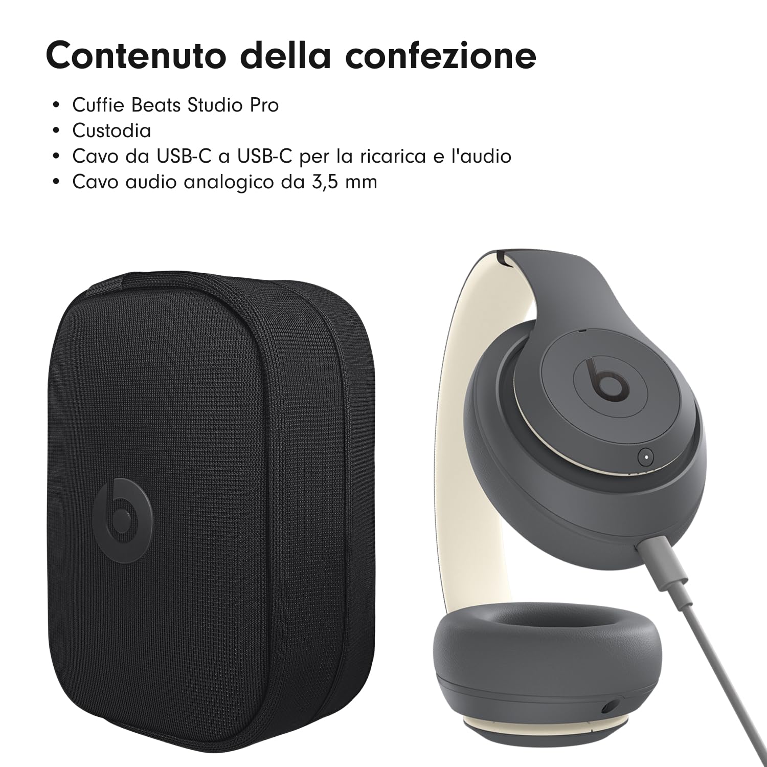 Beats Studio Pro - Cuffie Bluetooth wireless con cancellazione del rumore - Audio spaziale personalizzato, compatibilità con Apple e Android - Grigio sabbia