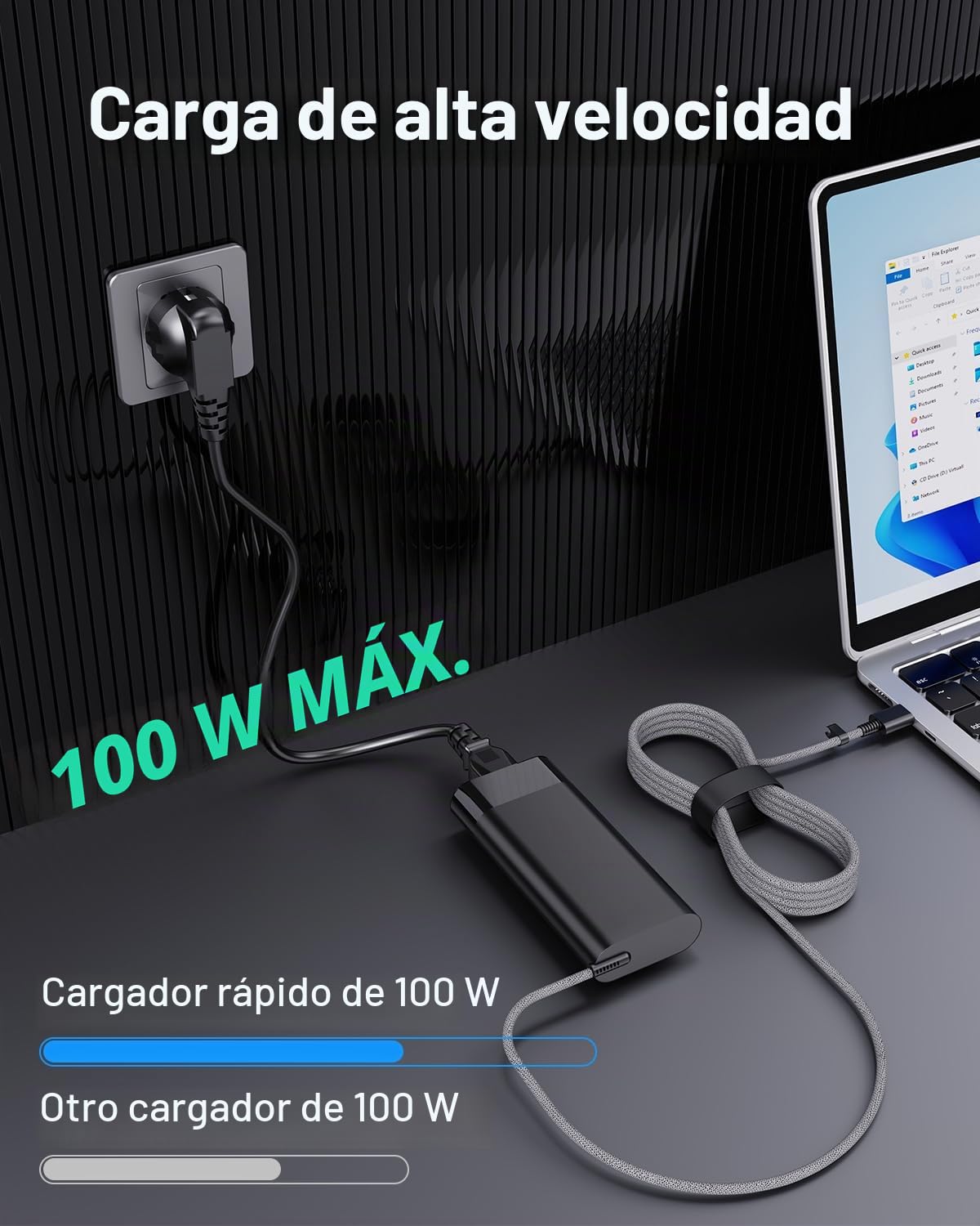Cargador 100W USB C para HP Spectre Fold 17 x360 16-aa0047nr | HP Pavilion Plus 14 14-ew1010nr ZBook Firefly 14 16 G11 Envy 17-cw1087nr TPN-LA31 N57041-001 N56858-001 USB C Adaptador