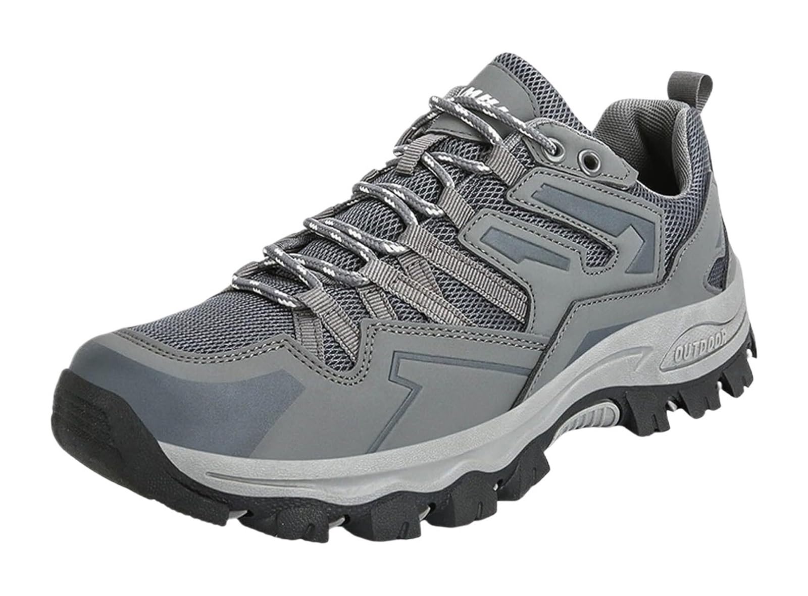 Mens Hiking Boots Outdoor Ankle Booties Leather Walking Lace Up Lightweight Trekking Shoes Breathable Work Walking Trekking (Color : Gray, Size : 6.5)