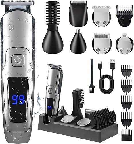 Cortadora de barba prémium para hombres, 20 ajustes de longitud, maquinilla de afeitar eléctrica impermeable para hombres, recortadora de pelo,
