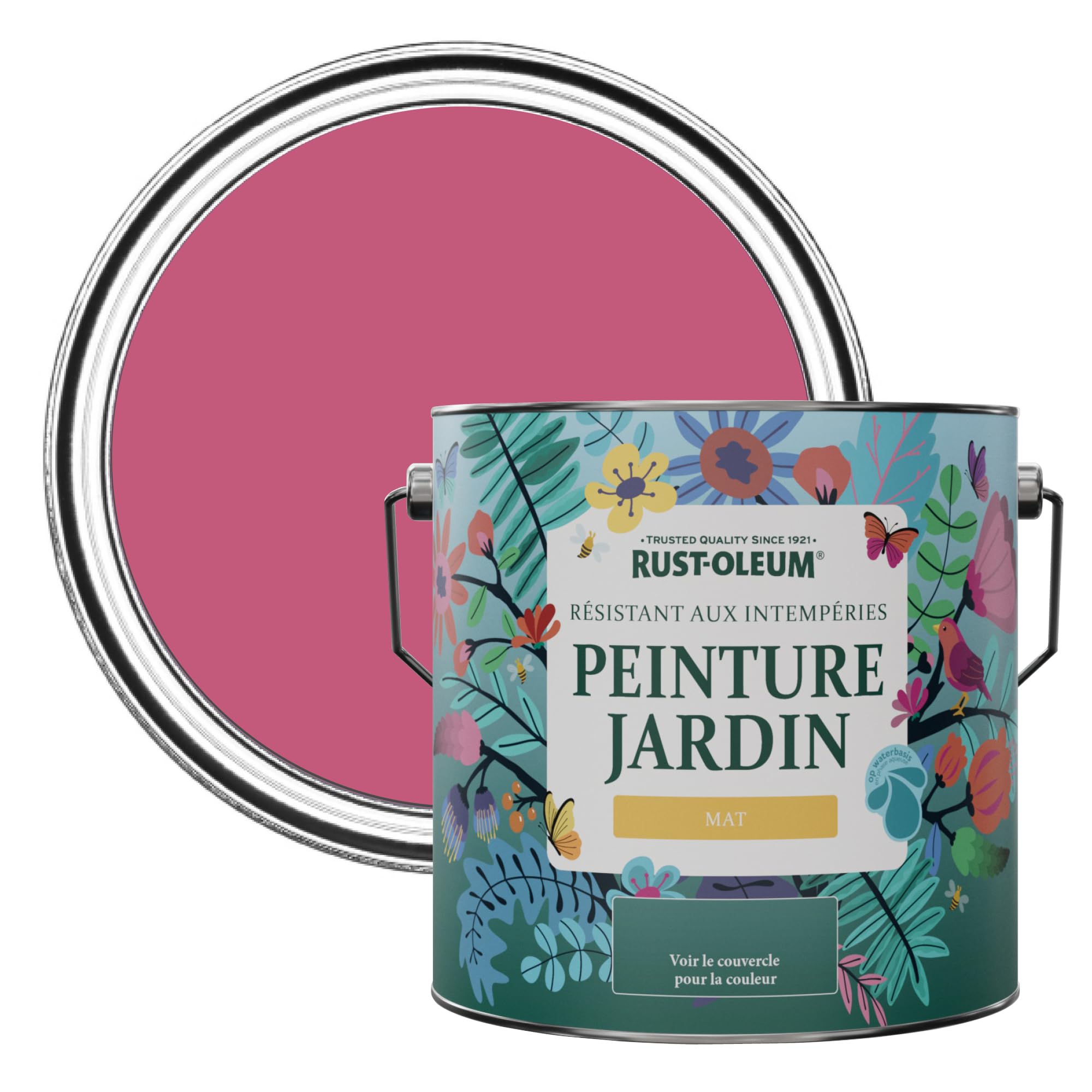 Rust-Oleum Peinture Rose pour Bois Extérieur & Jardin, Résistante à l'humidité, Finition Mate – Framboise 2.5 litre